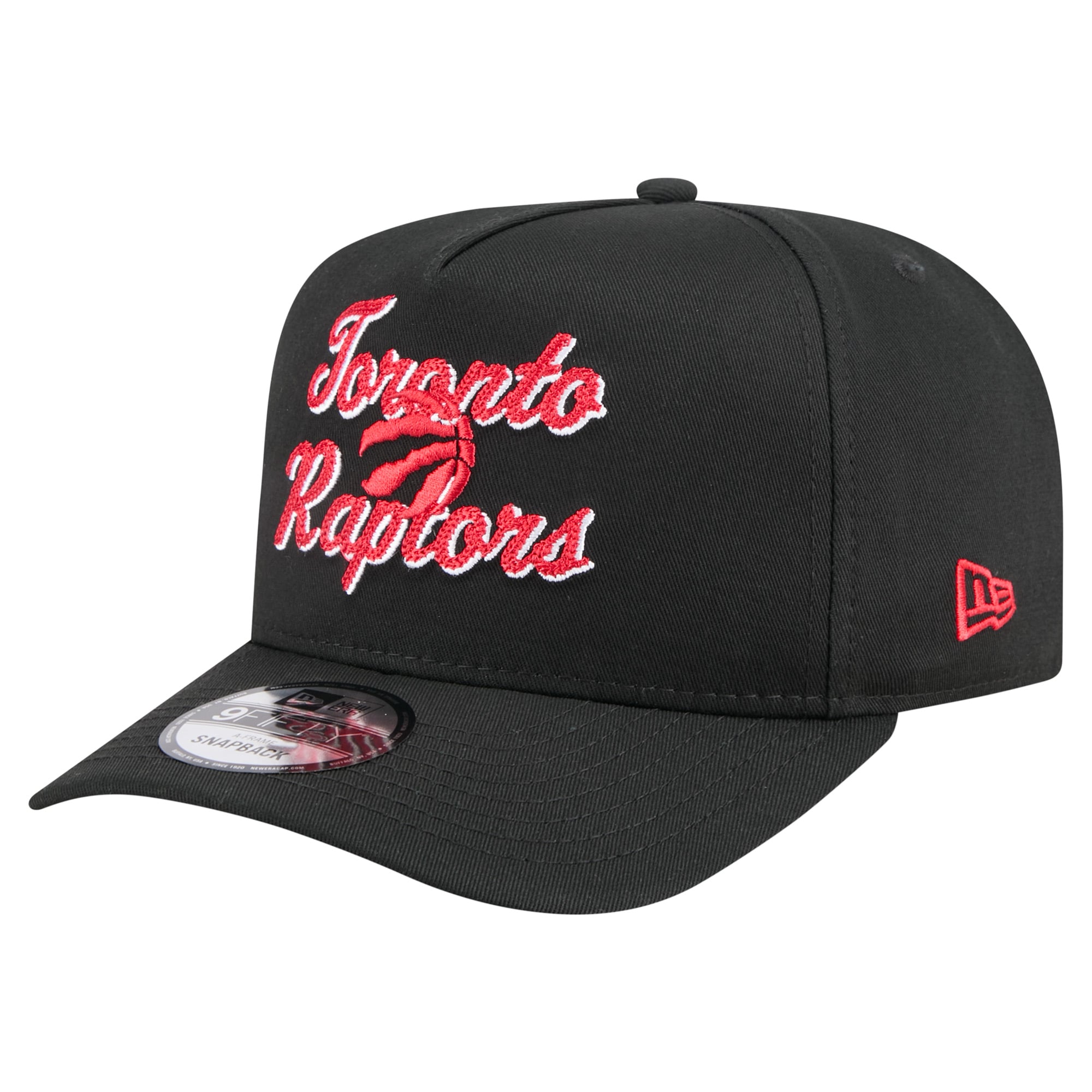 Men's New Era Black Toronto Raptors 9FIFTY A-Frame Chainstitch Adjustable Hat