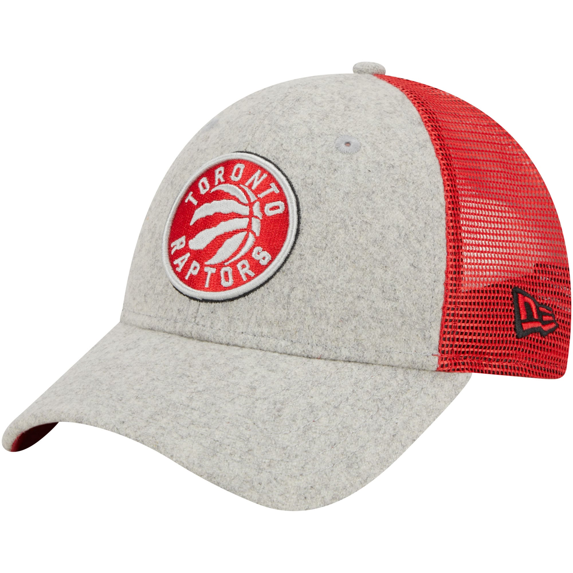 Men's New Era Heather Gray/Red Toronto Raptors Pop Trucker 9FORTY Adjustable Hat