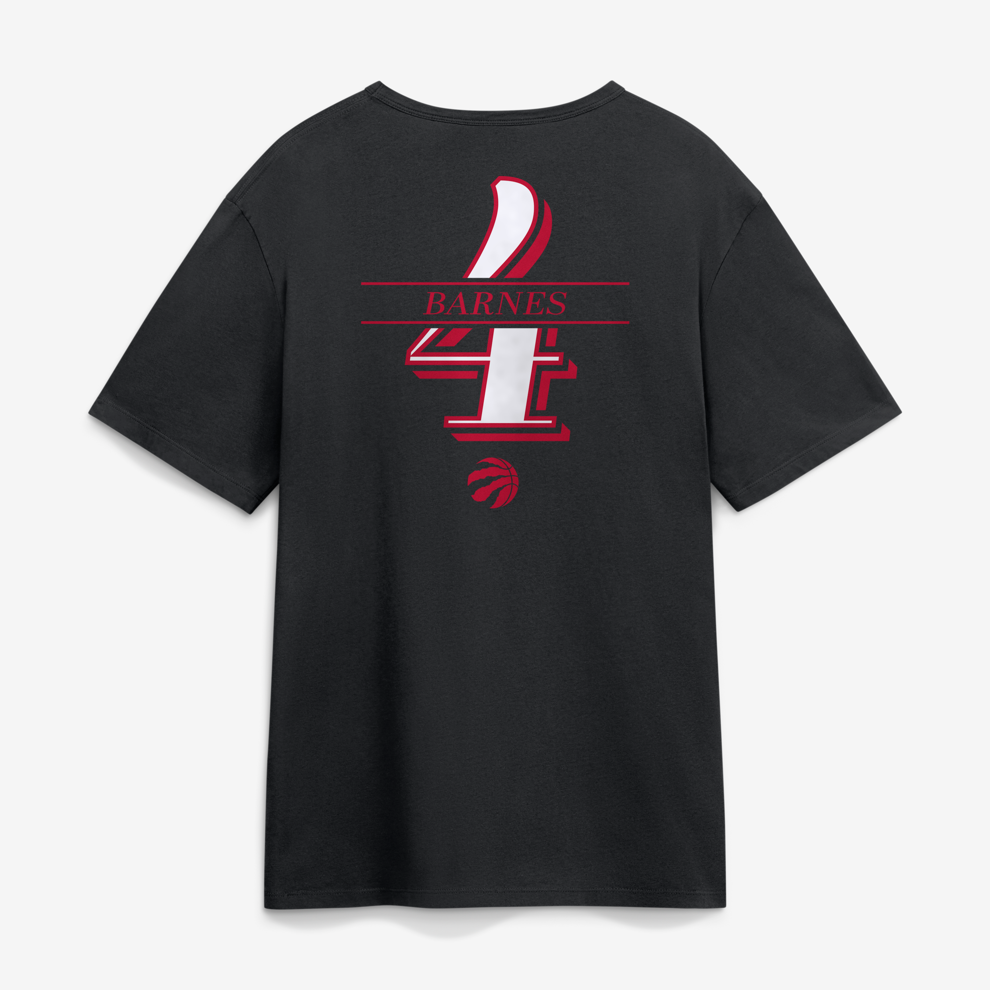 T-shirt noir Scottie Barnes pour homme, Toronto Raptors, avec nom et numéro « In the Paint ».