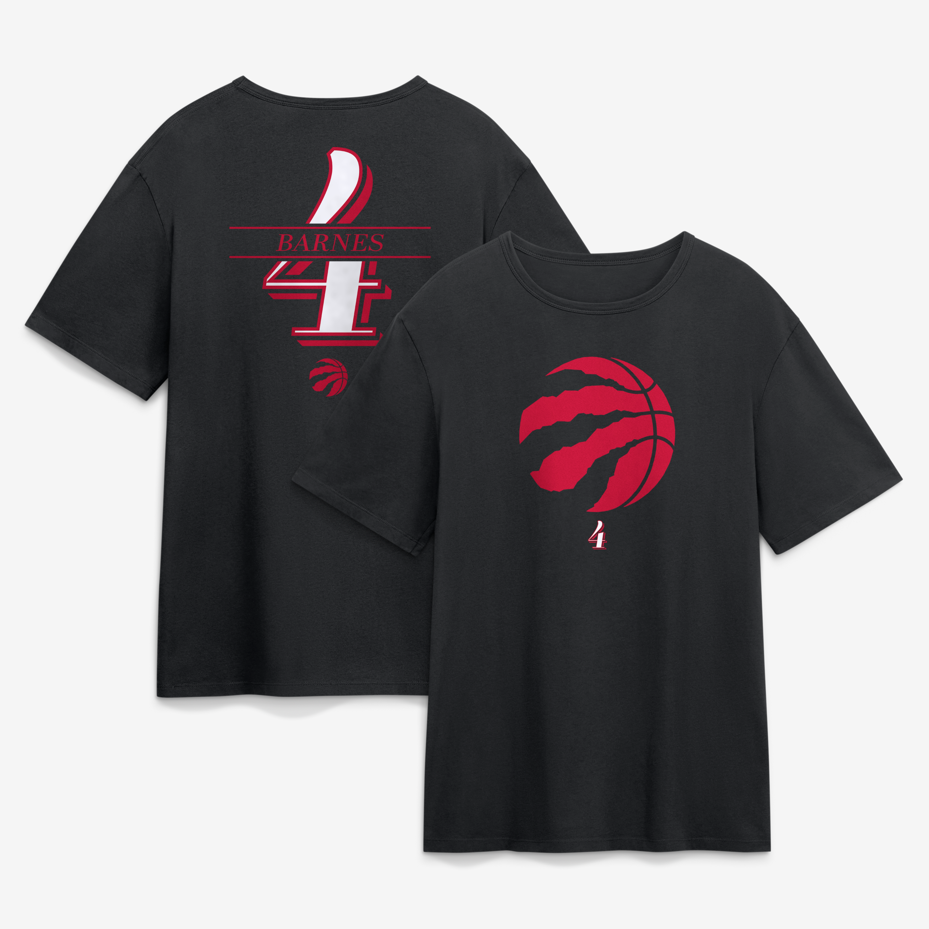 T-shirt noir Scottie Barnes pour homme, Toronto Raptors, avec nom et numéro « In the Paint ».