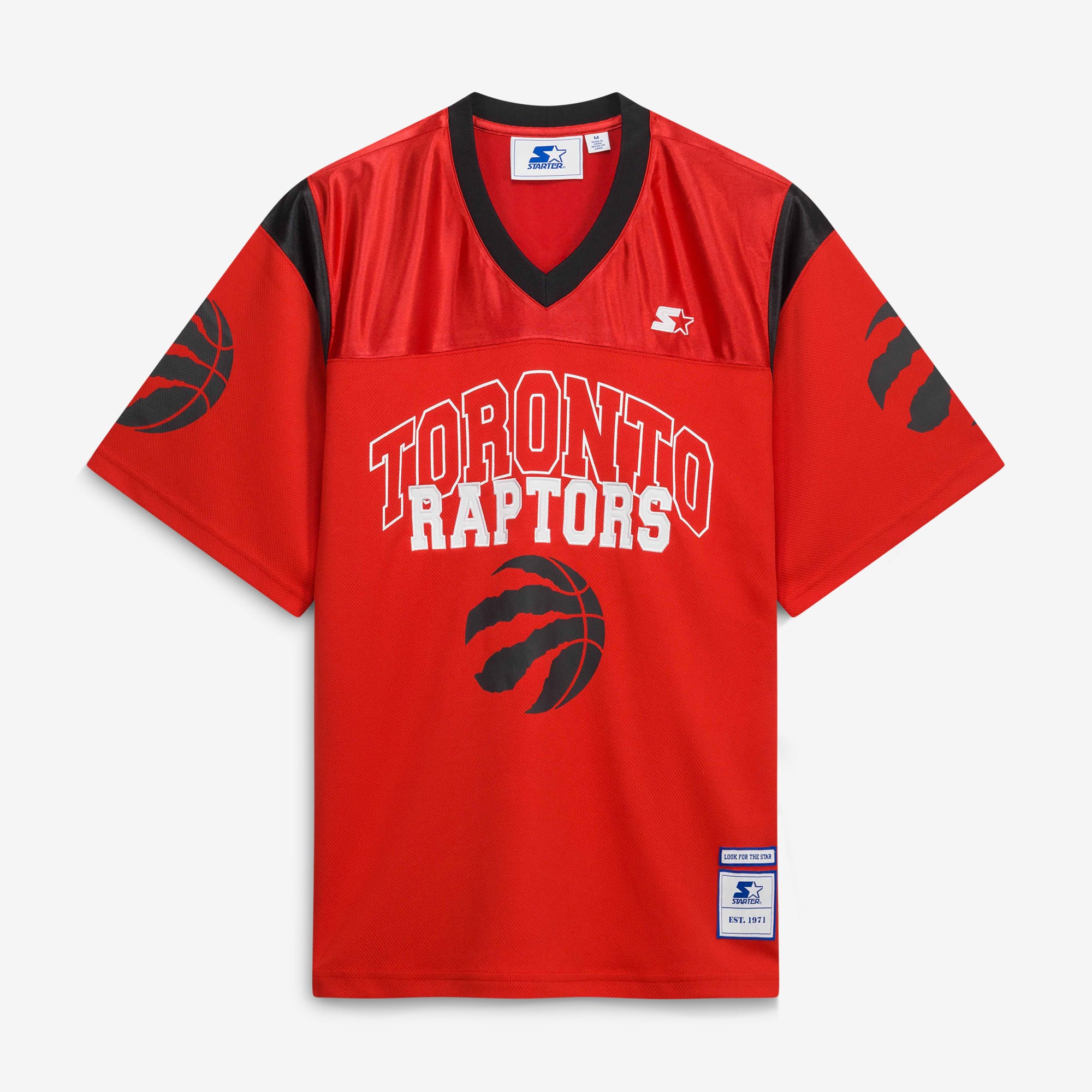 T-shirt à col en V Starter rouge pour homme, motif jours de match des Raptors Toronto