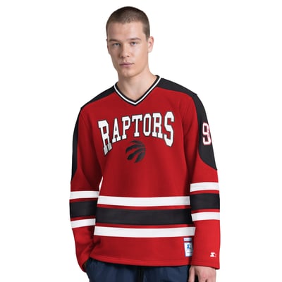Toronto Raptors Starter Puck Drop Long Sleeve V-Neck T-Shirt - Red
