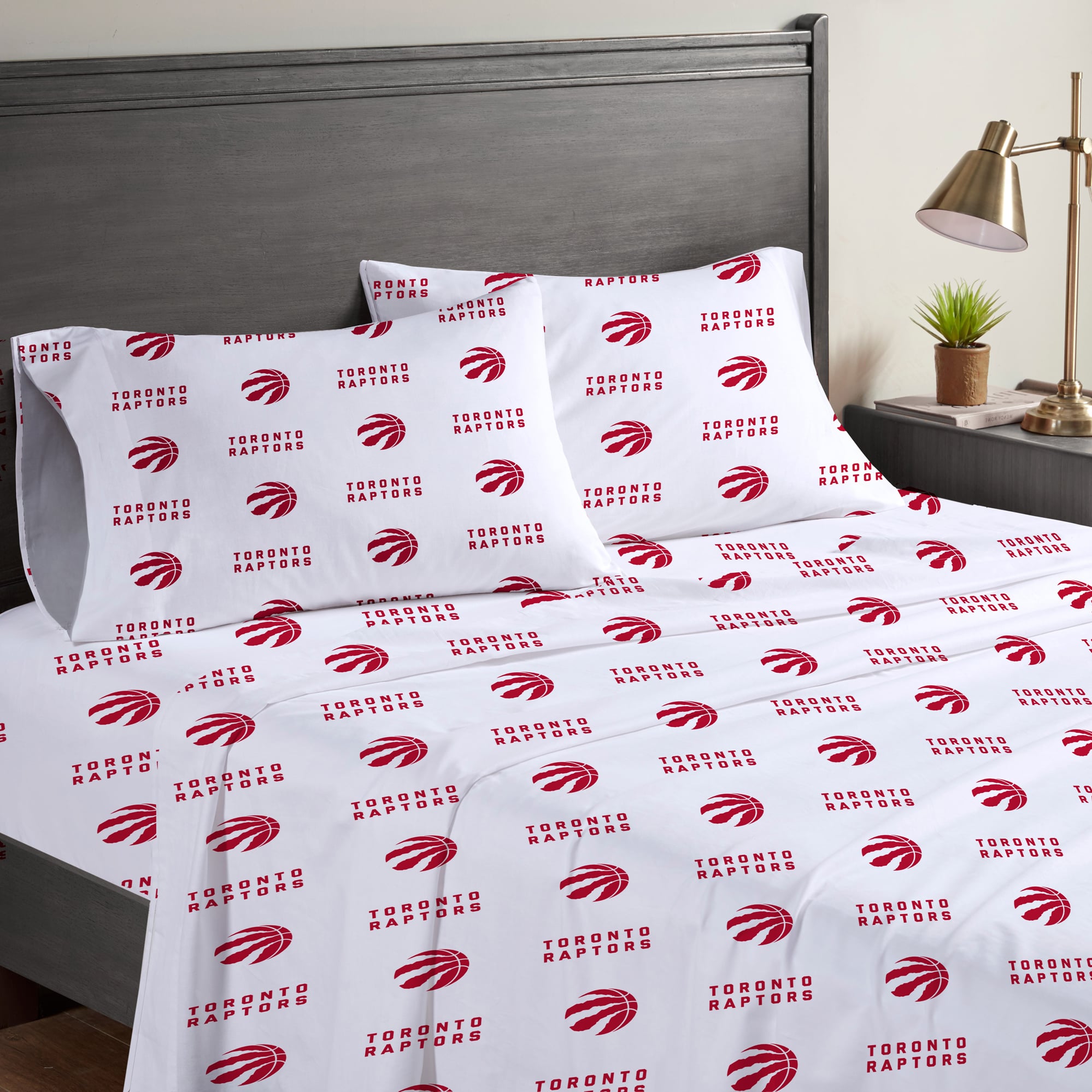 Ensemble de draps quatre pièces Pegasus Toronto Raptors pour lit queen