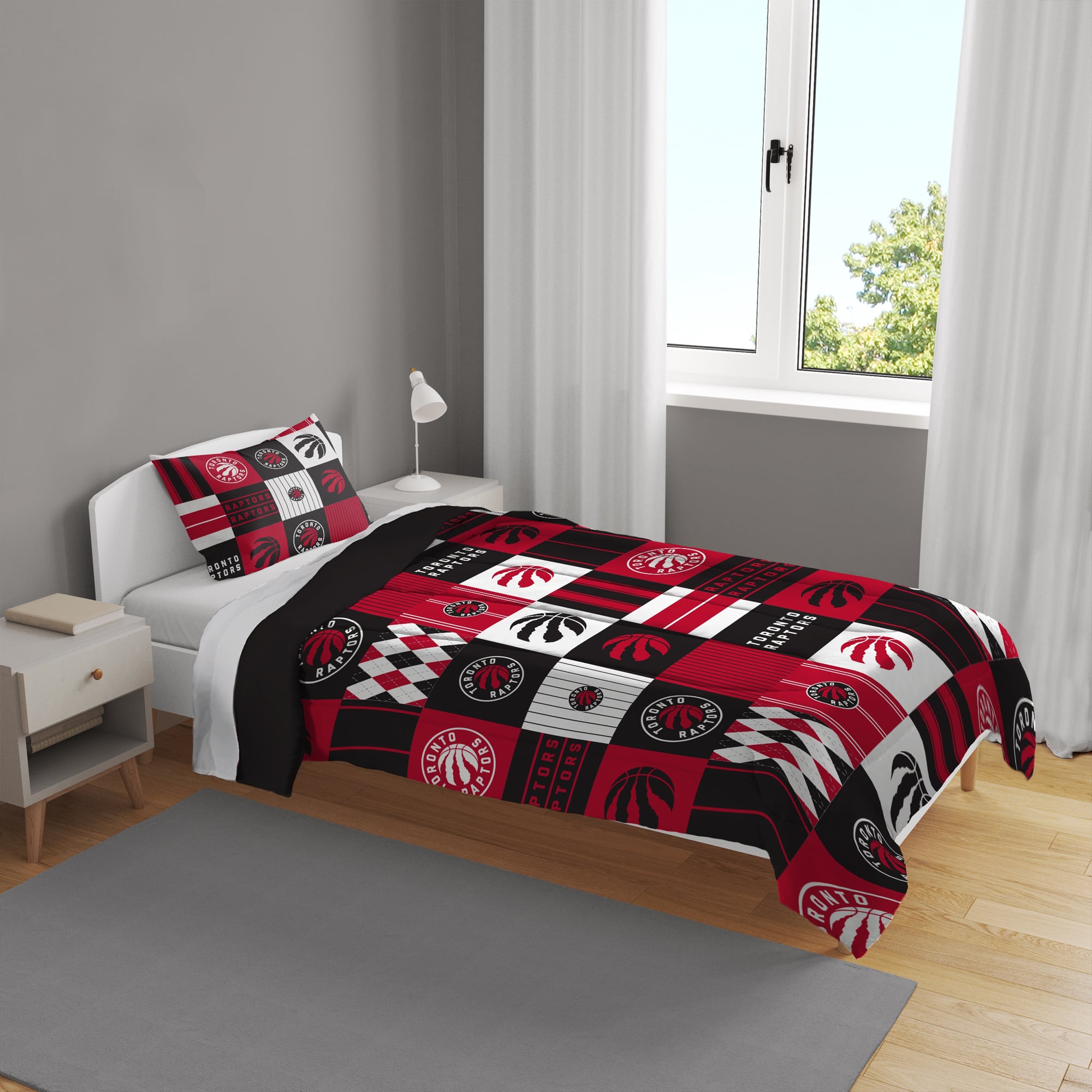 Ensemble de literie deux pièces Pegasus Toronto Raptors Patchwork Plaid pour lit simple/simple XL