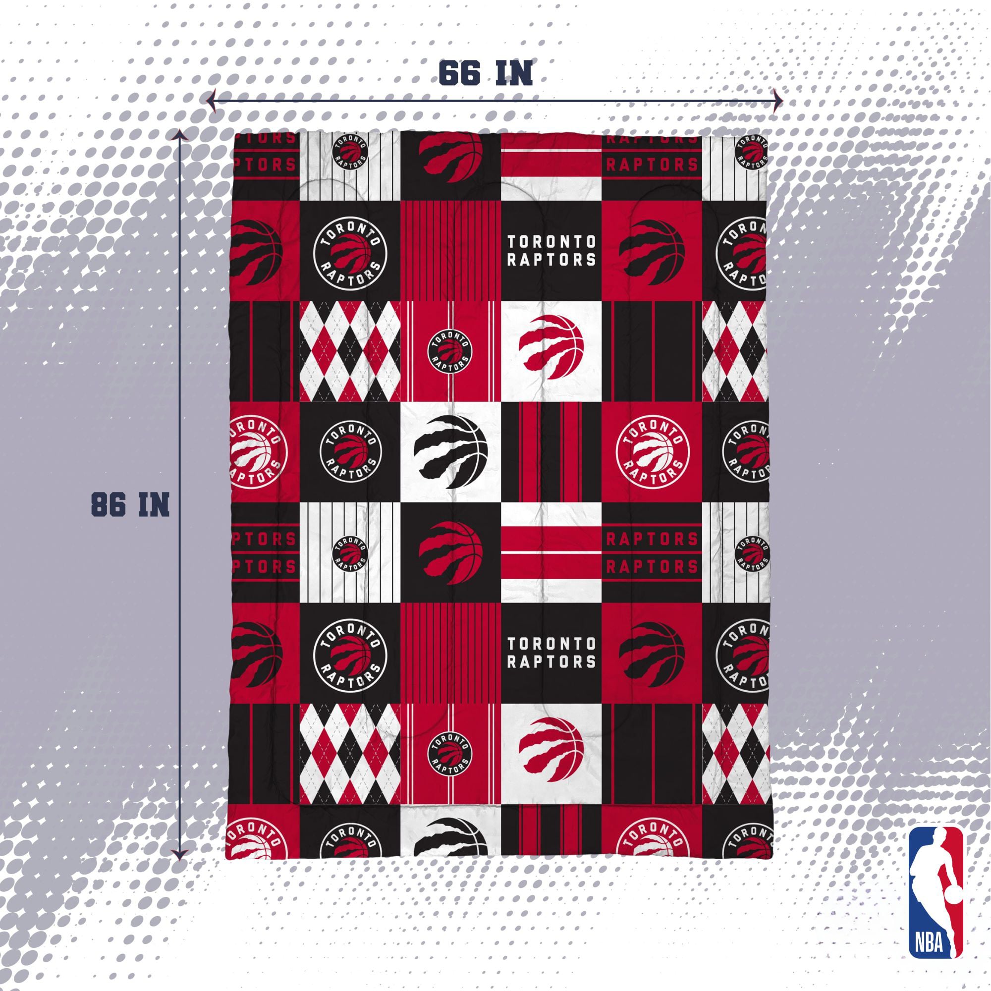 Ensemble de literie deux pièces Pegasus Toronto Raptors Patchwork Plaid pour lit simple/simple XL