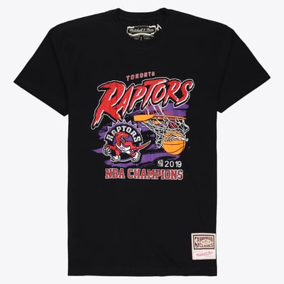 Toronto Raptors Mitchell & Ness Champions Print T-Shirt - Black - Mens