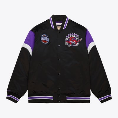 Toronto Raptors Mitchell & Ness Heavyweight Satin Jacket - Black - Mens