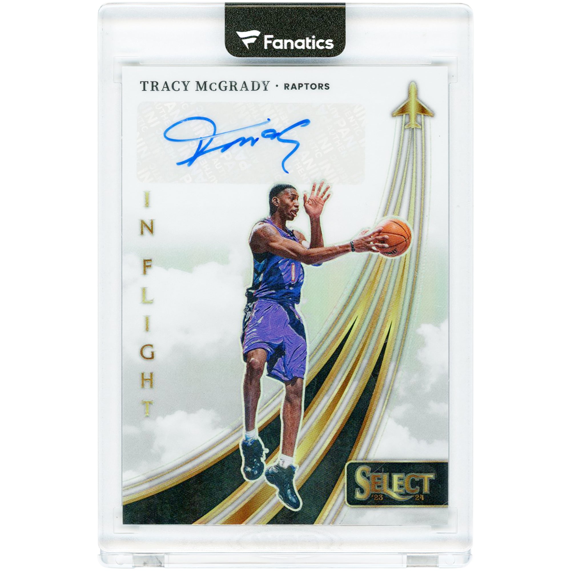 Carte autographiée de Tracy McGrady, Raptors de Toronto, 2023-24 Panini Select In Flight #IFS-TMC #24/30