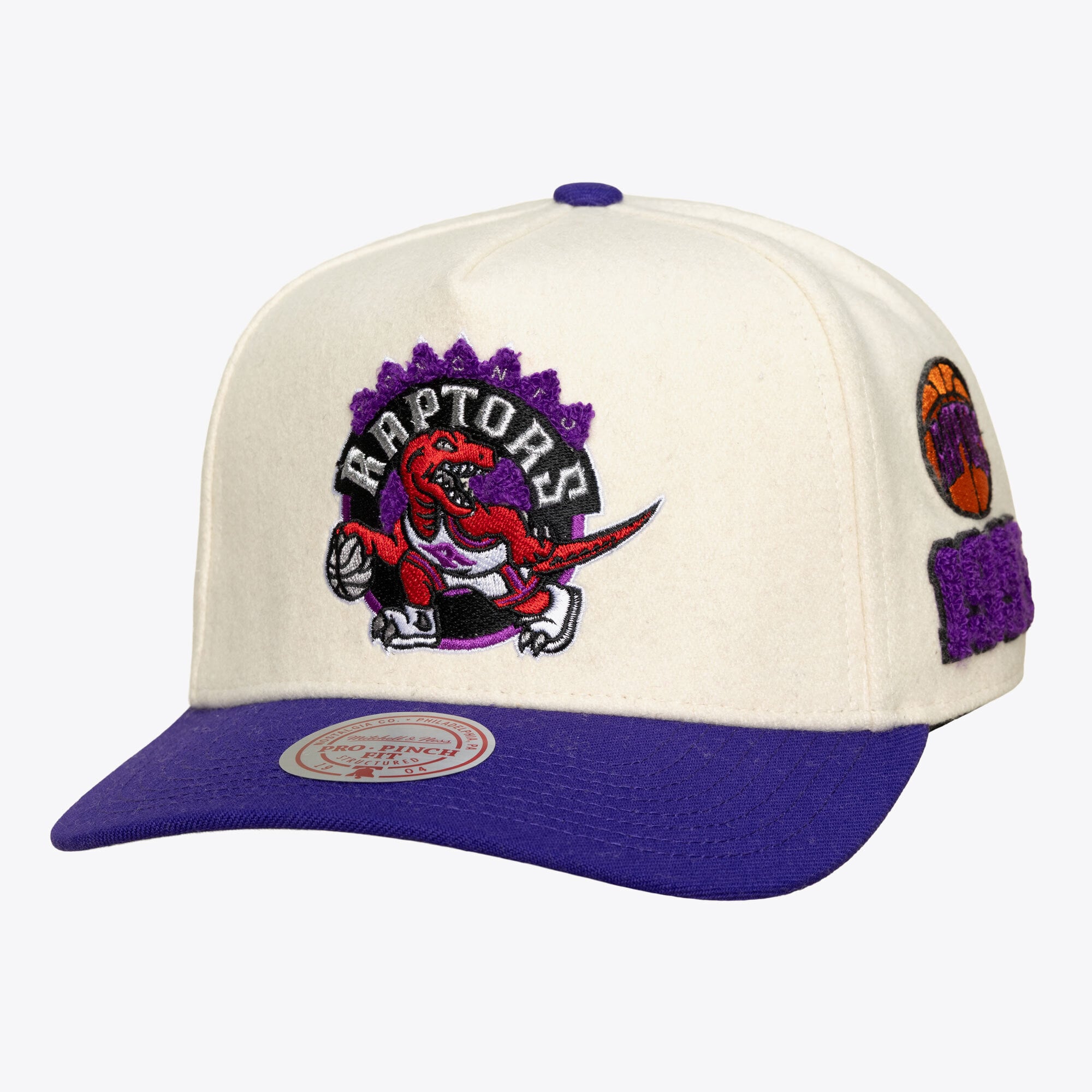 Casquette unisexe Mitchell & Ness crème Toronto Raptors Team Pro ajustable