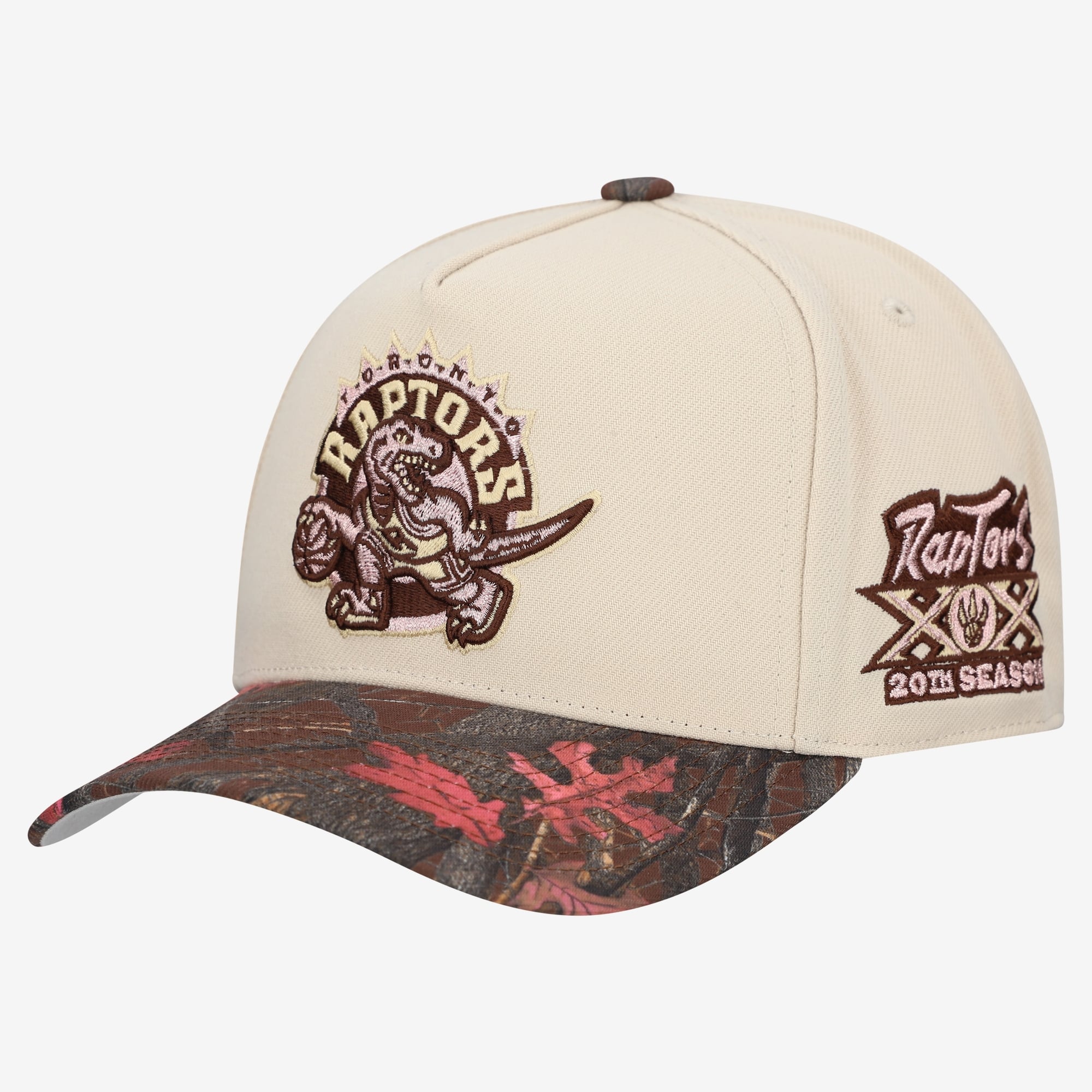 Casquette unisexe Mitchell & Ness crème Toronto Raptors Hardwood Classics automne rose Pro