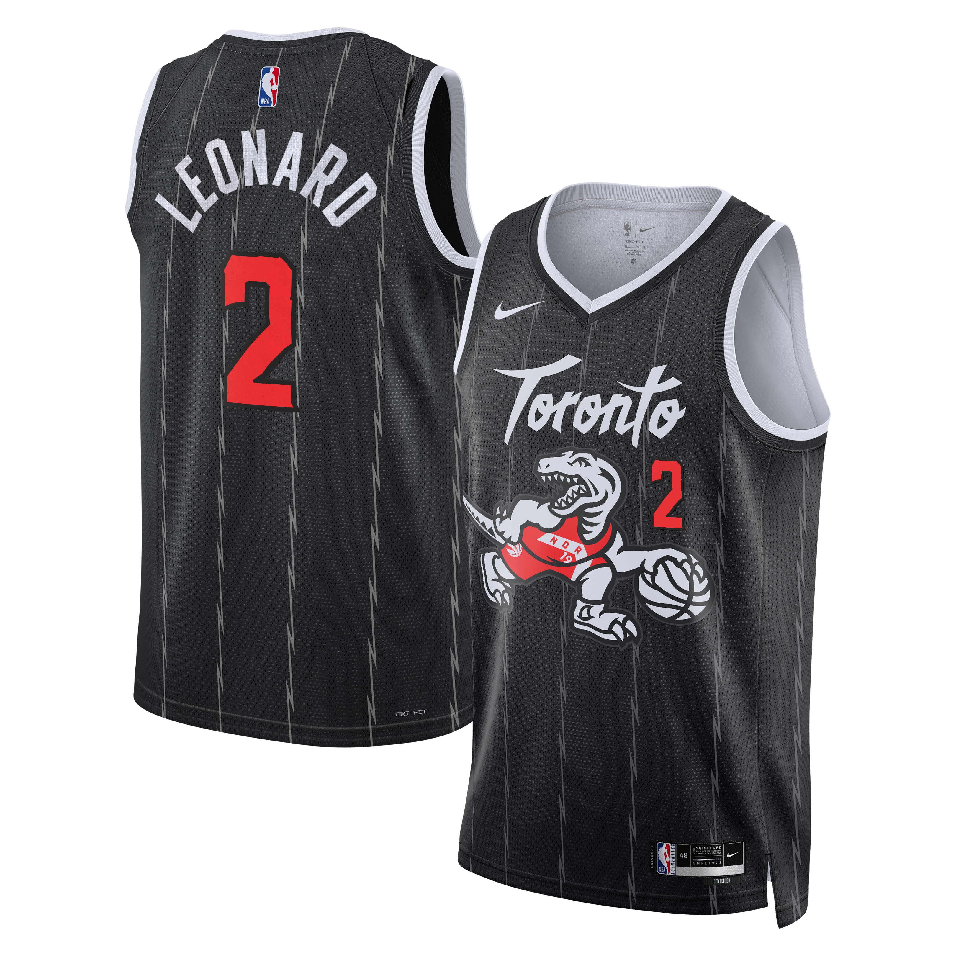 Maillot unisexe Nike Kawhi Leonard noir Toronto Raptors Swingman - Édition City