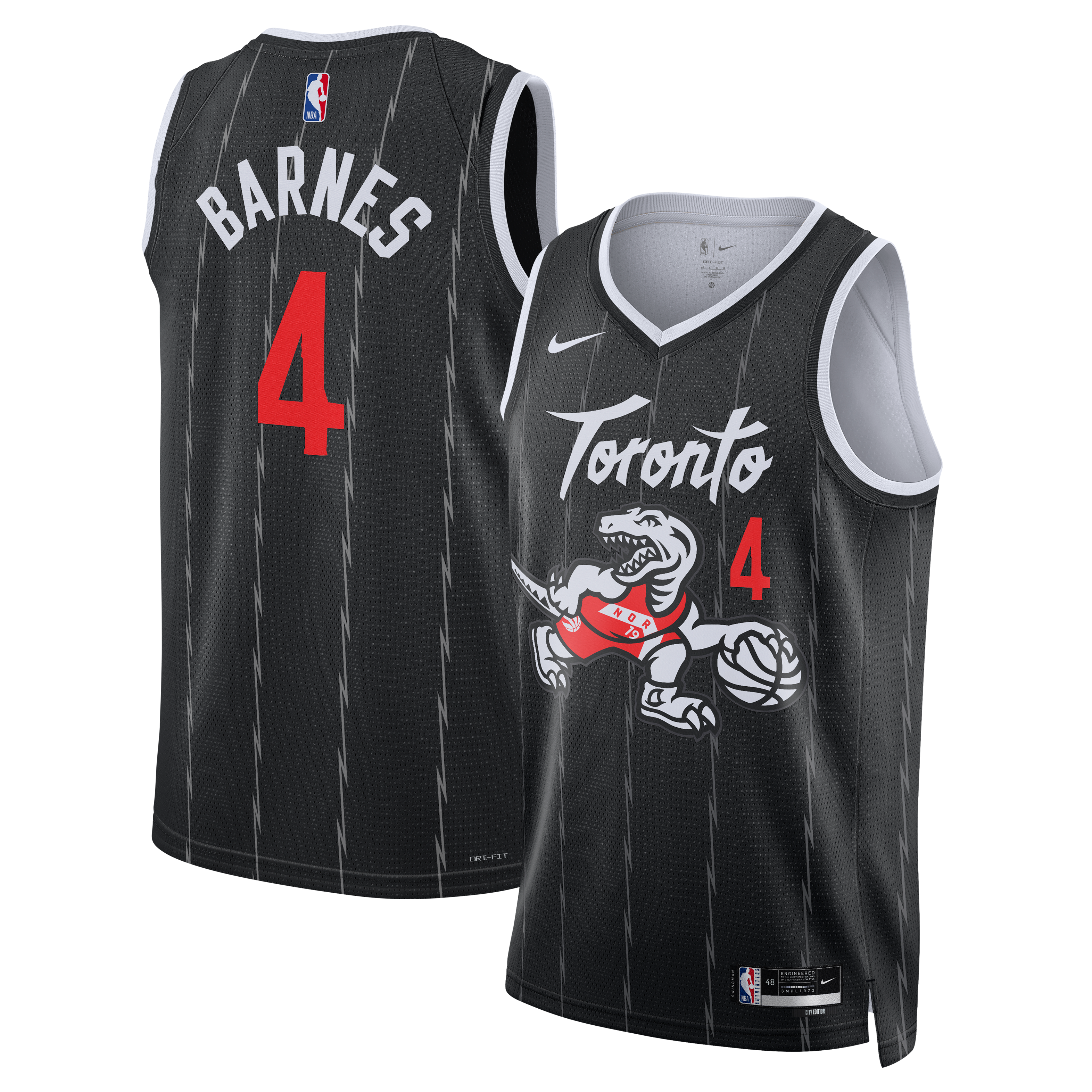 Unisex Nike Scottie Barnes Black Toronto Raptors Swingman Jersey - City Edition
