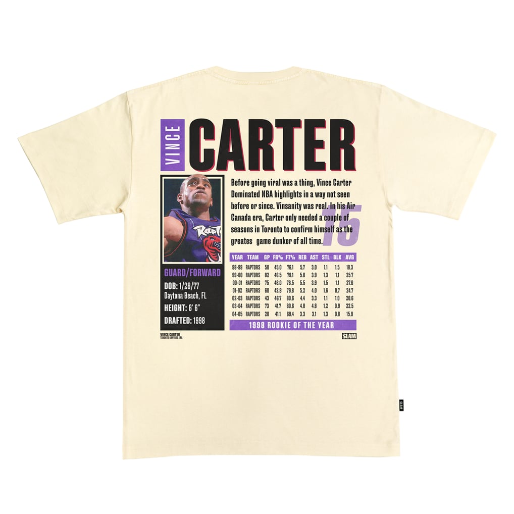 Unisex SLAM Vince Carter Cream Toronto Raptors Top 500 Heavy T-Shirt