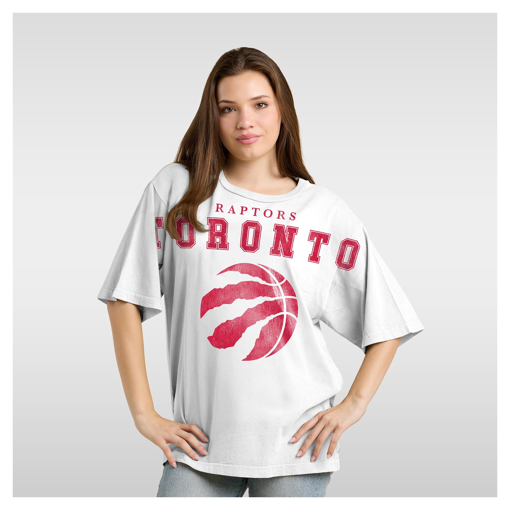 Women's Fanatics  White Toronto Raptors Spirit Relaxed Jersey T-Shirt