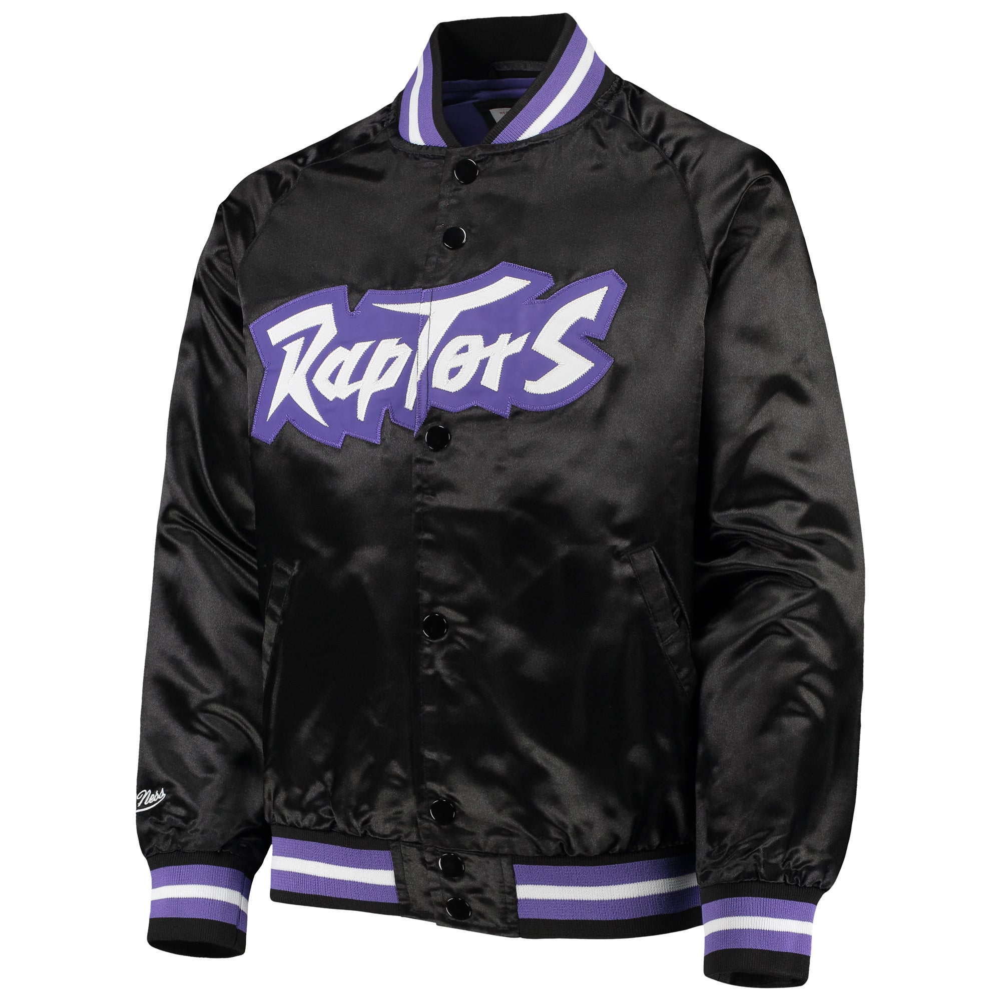Youth Mitchell & Ness Black Toronto Raptors Hardwood Classics Satin Raglan Full-Snap Jacket