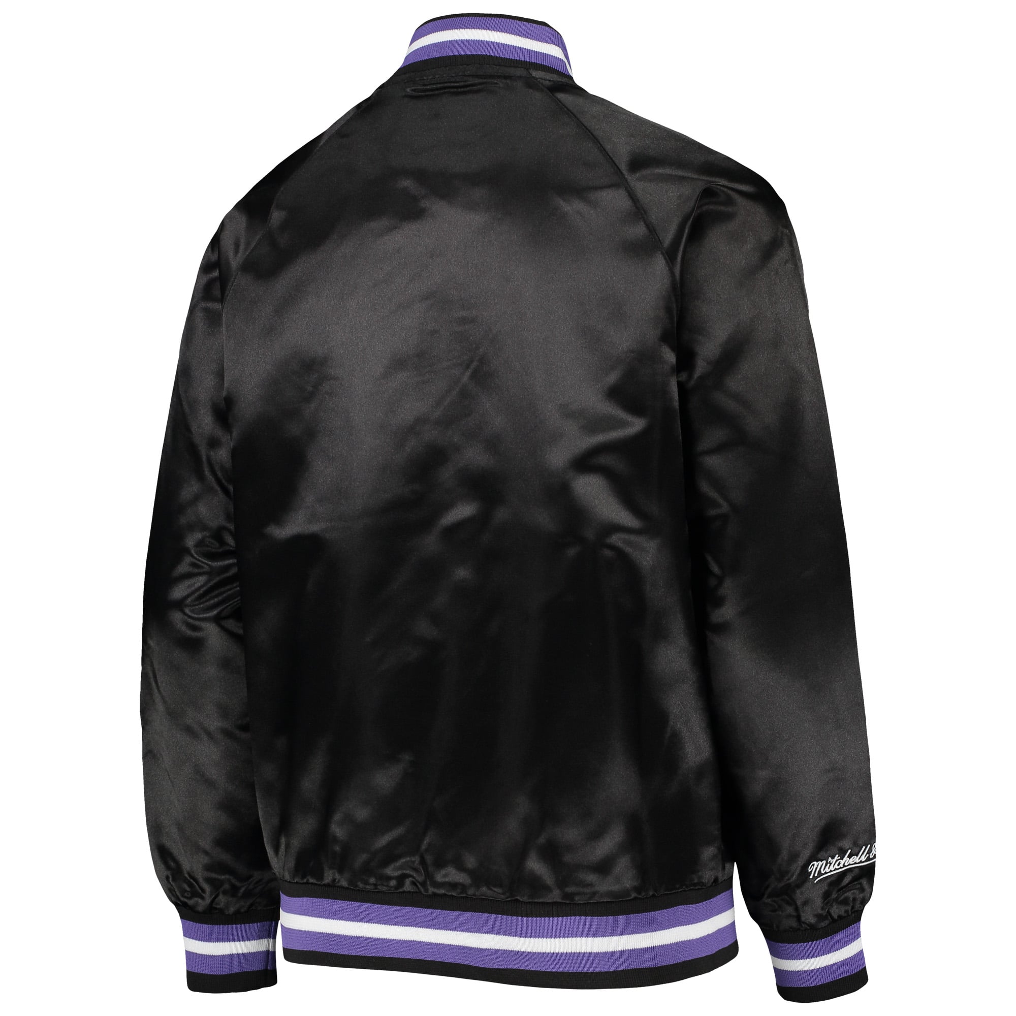 Youth Mitchell & Ness Black Toronto Raptors Hardwood Classics Satin Raglan Full-Snap Jacket