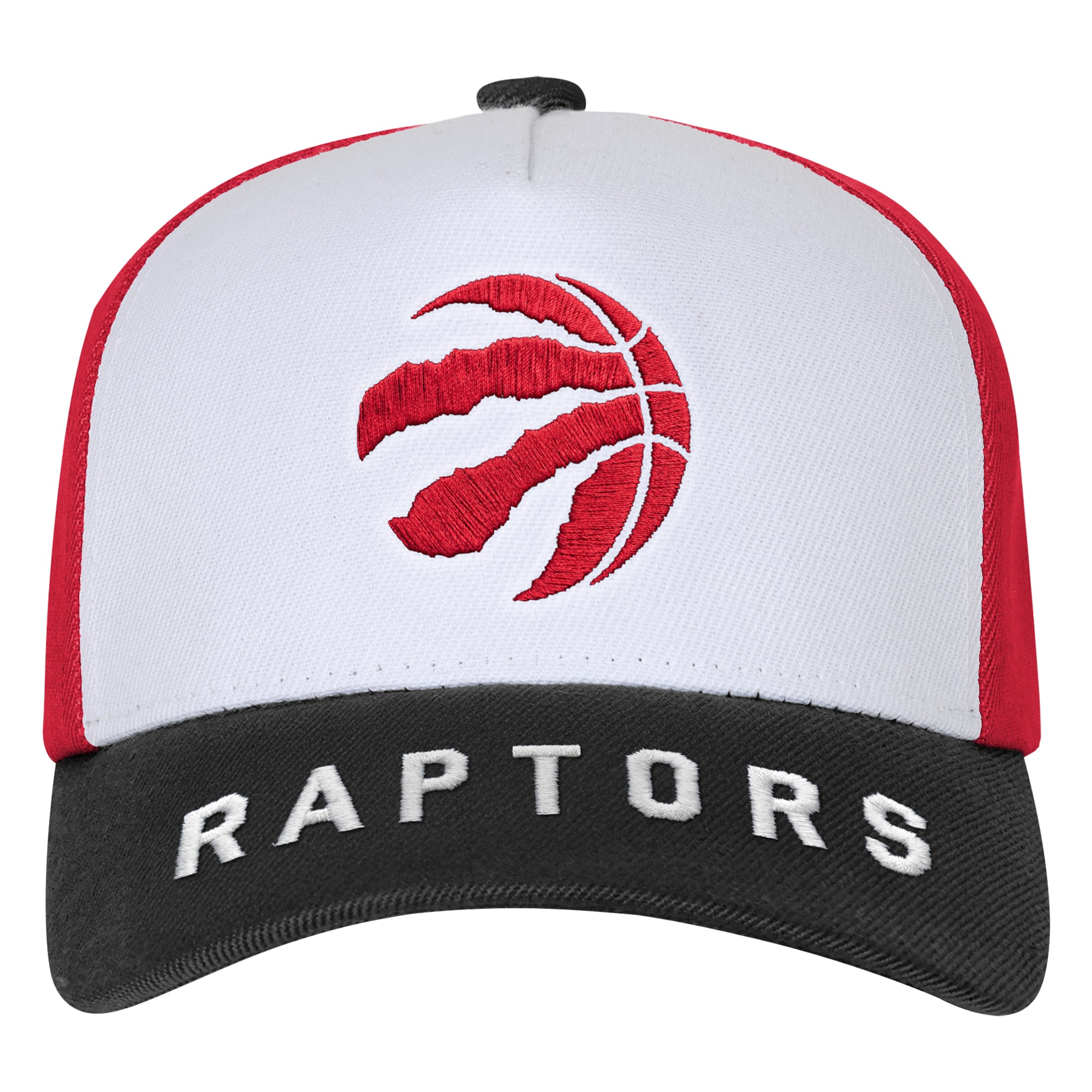 Casquette ajustable pré-courbée avec logo des Raptors de Toronto, blanche et noire, pour jeunes de la marque Outerstuff