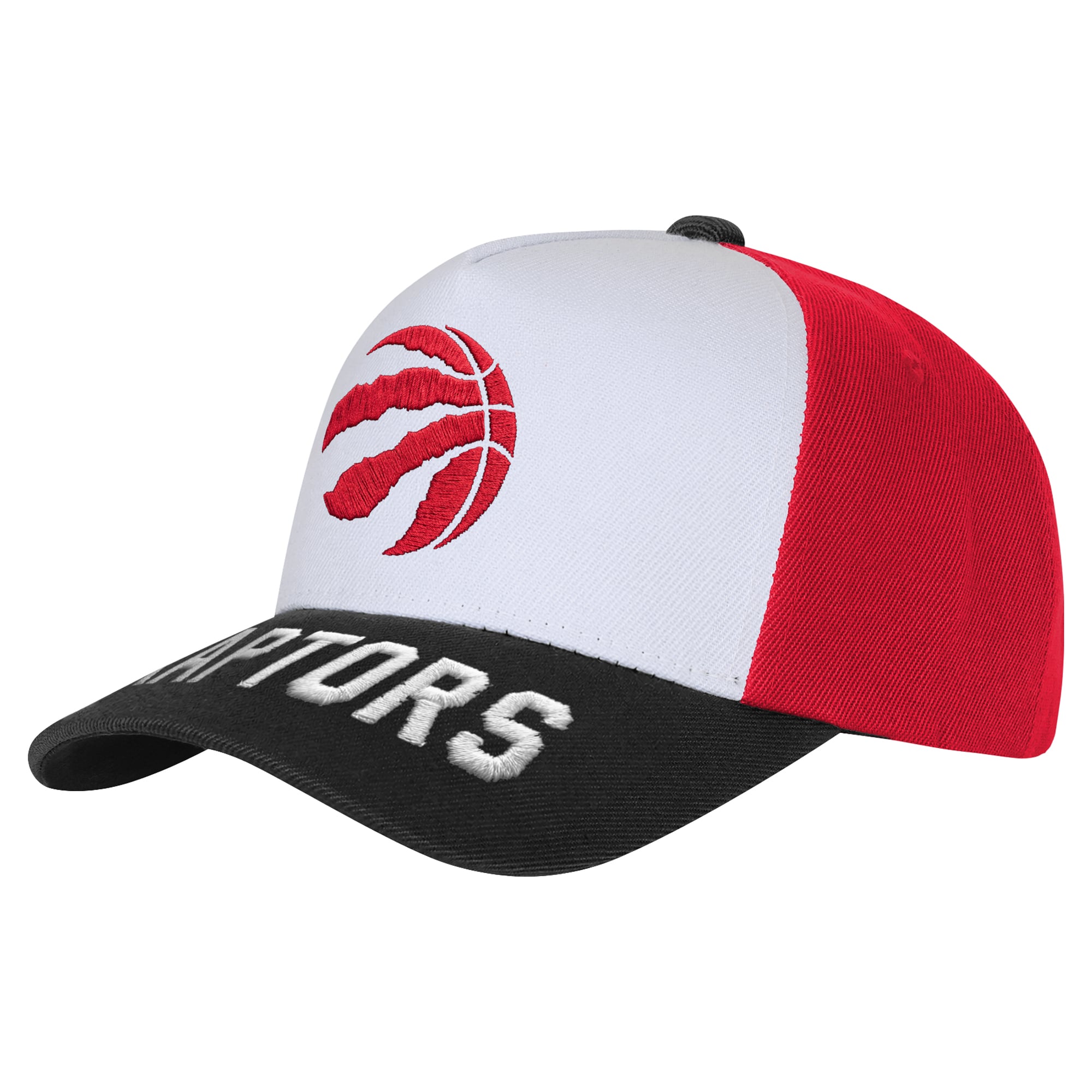 Youth Outerstuff White/Black Toronto Raptors Logo Three Pro Pinch Pre-Curved Adjustable Hat
