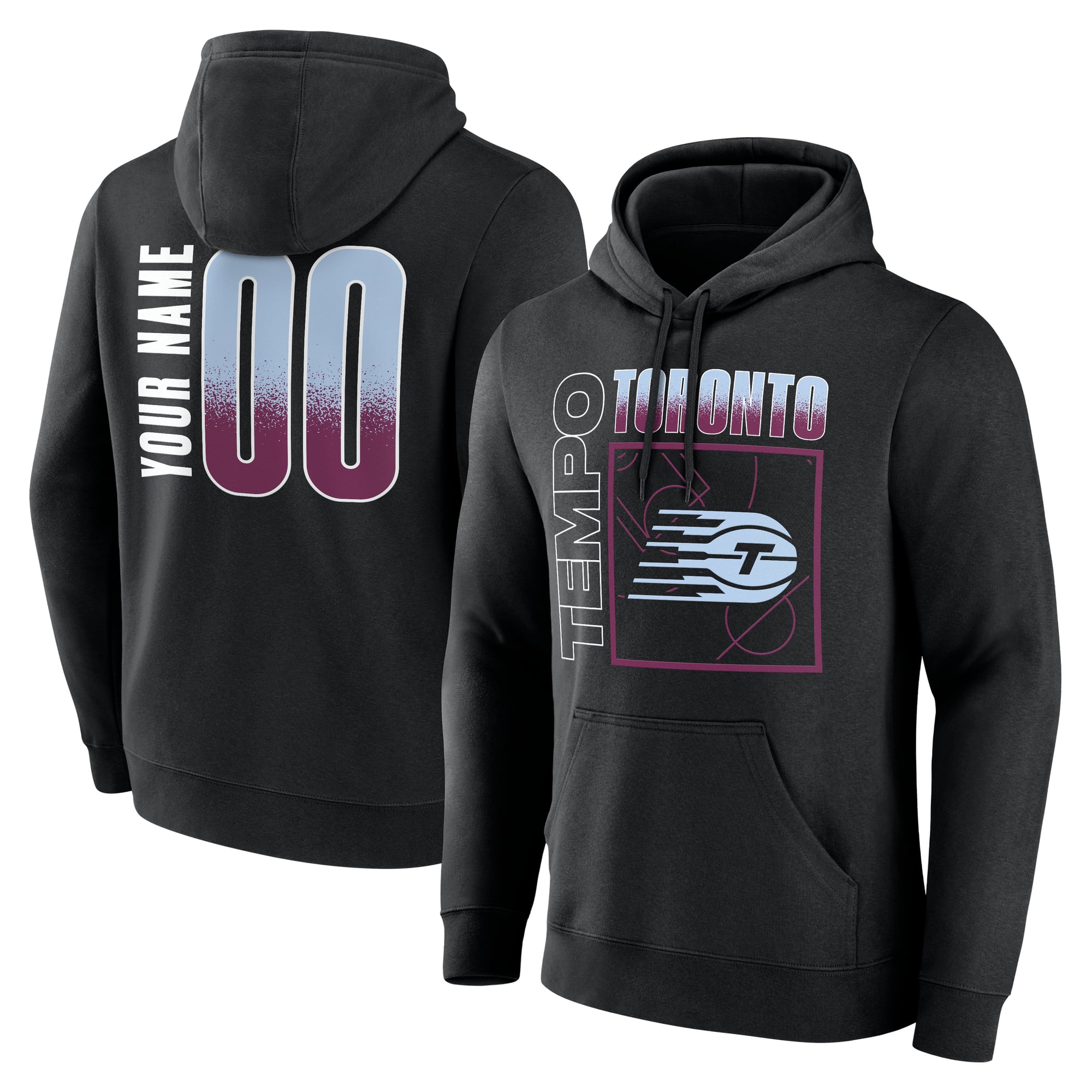 Sweat à capuche noir Toronto Tempo Home Court Pop pour homme, personnalisé avec nom et numéro