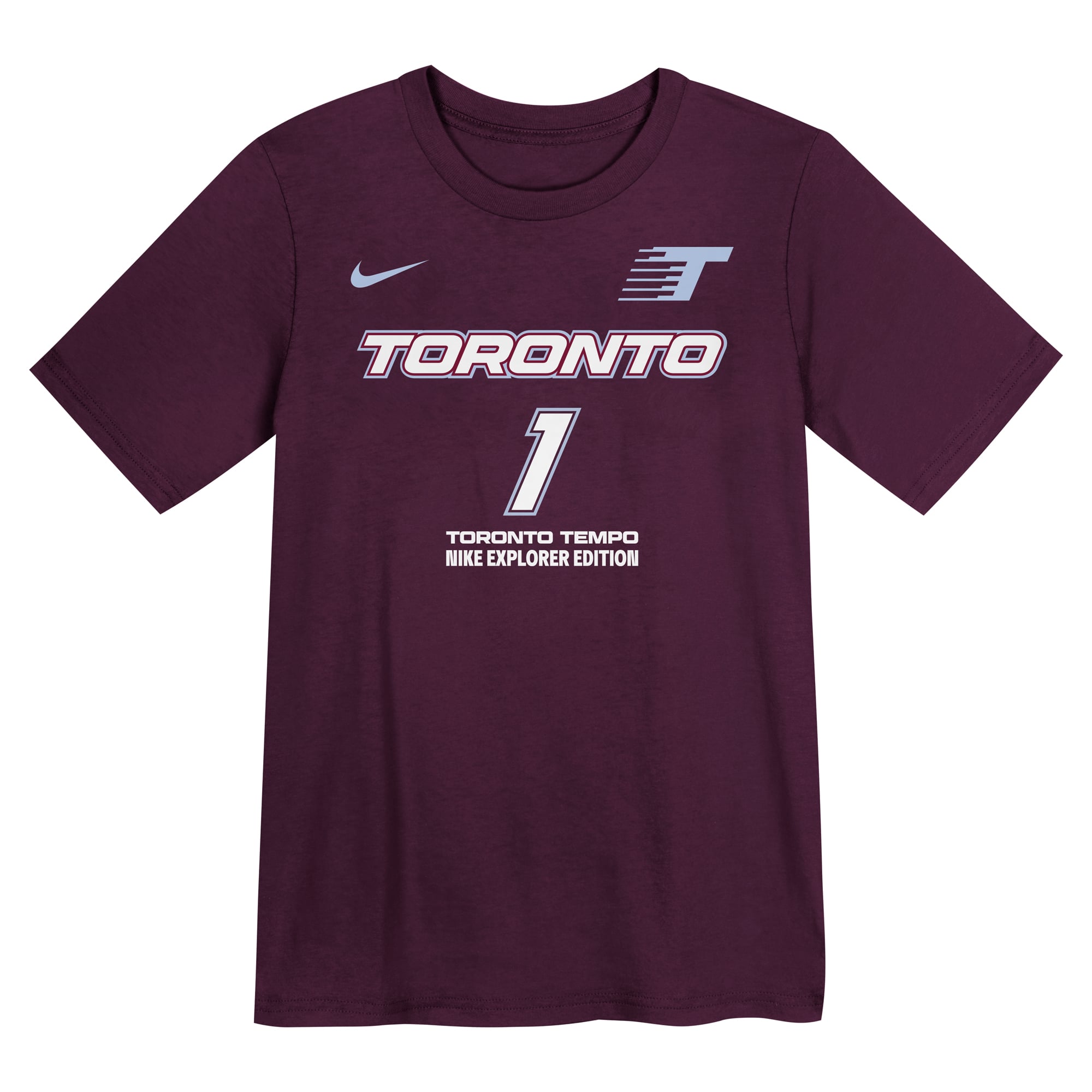 T-shirt Nike Kiki Rice Bordeaux Toronto Tempo Explorer Edition pour enfants d'âge préscolaire, avec nom et numéro