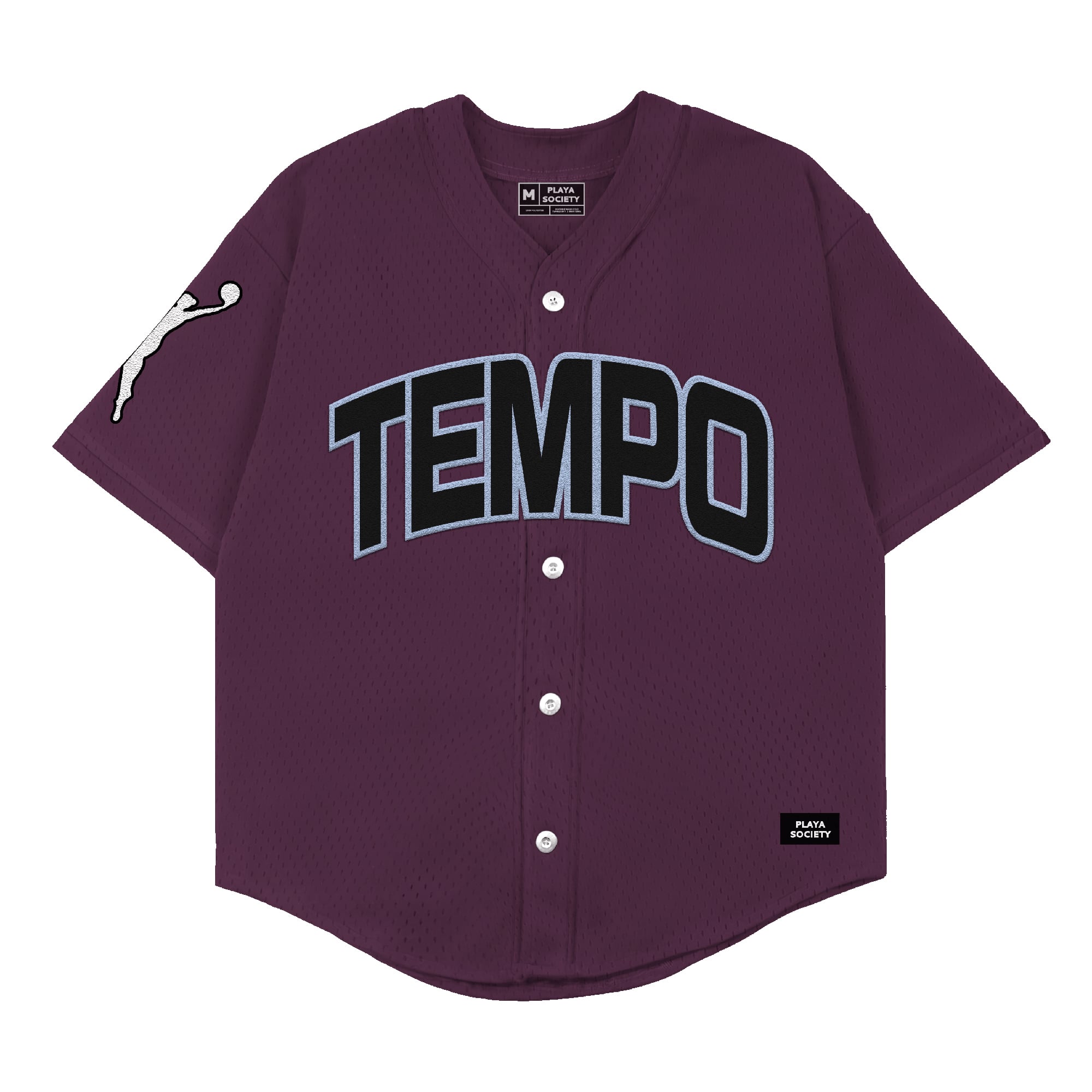 Maillot de baseball unisexe Playa Society Bordeaux Toronto Tempo à boutons