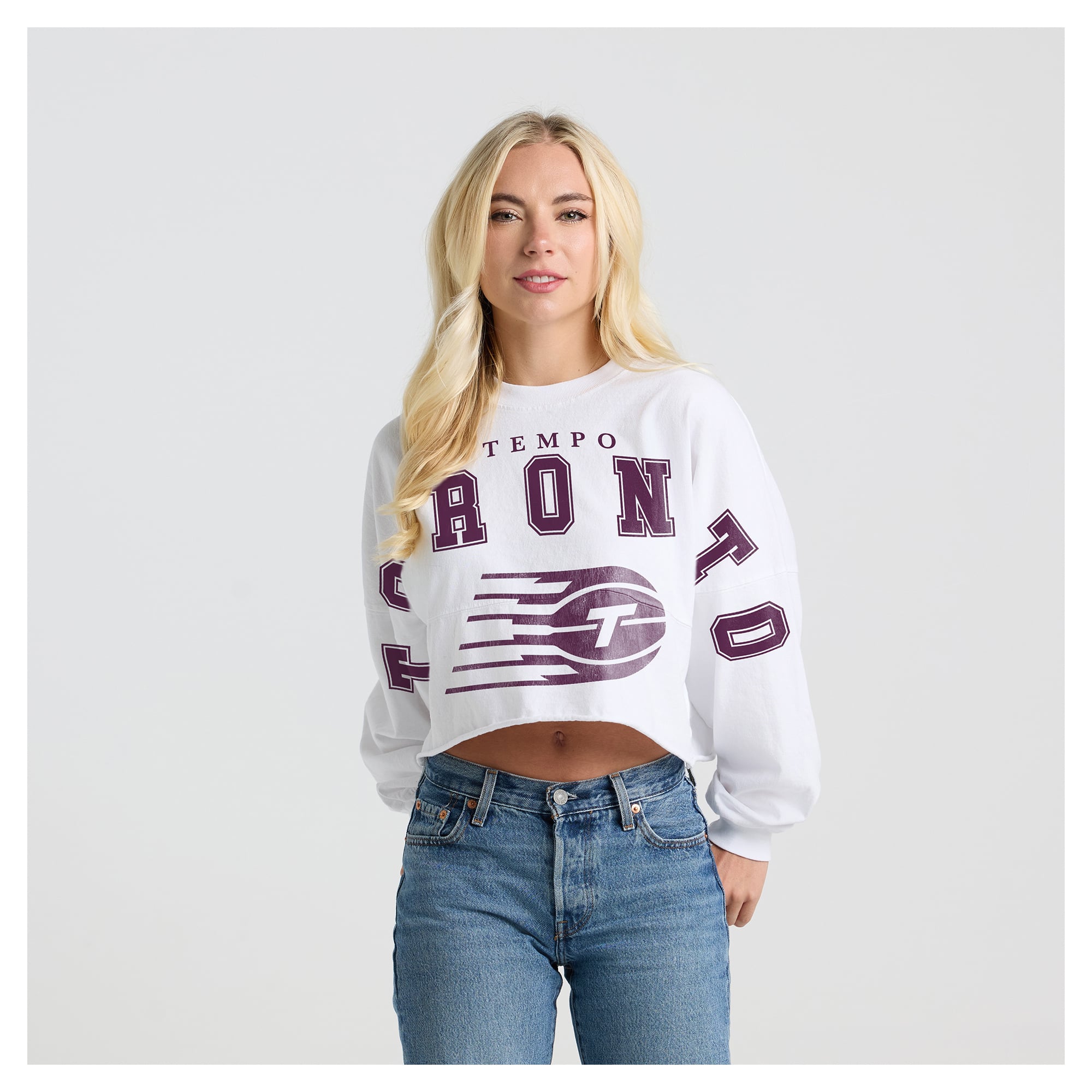 Women's Fanatics White Toronto Tempo Spirit Jersey Cropped Crew Neck Sweatshirt