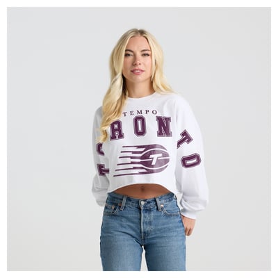 Toronto Tempo Fanatics Women's Spirit Jersey Cropped Crew Neck Sweatshirt - White