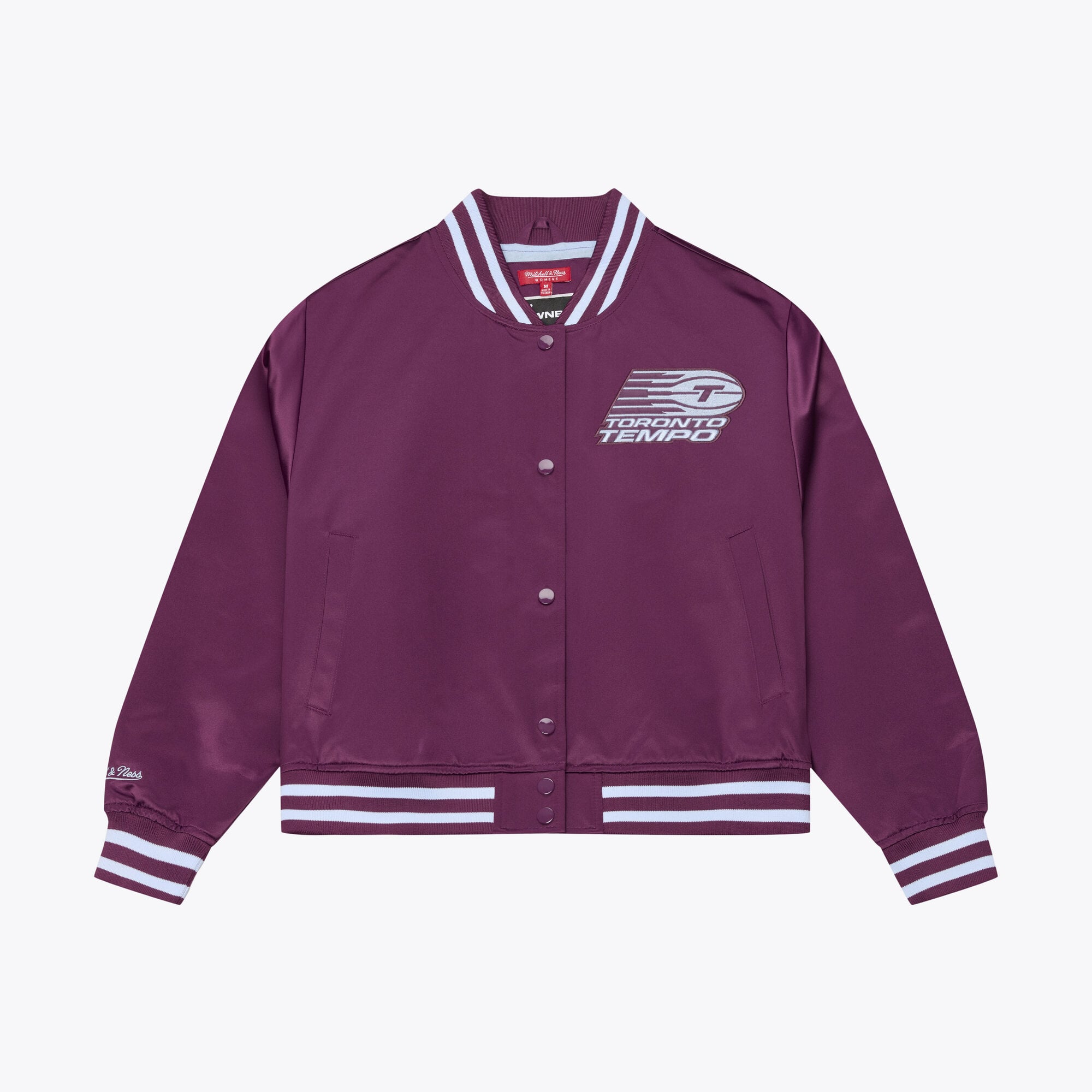 Women's Mitchell & Ness Purple Toronto Tempo Lightweight Cropped Satin Jacket