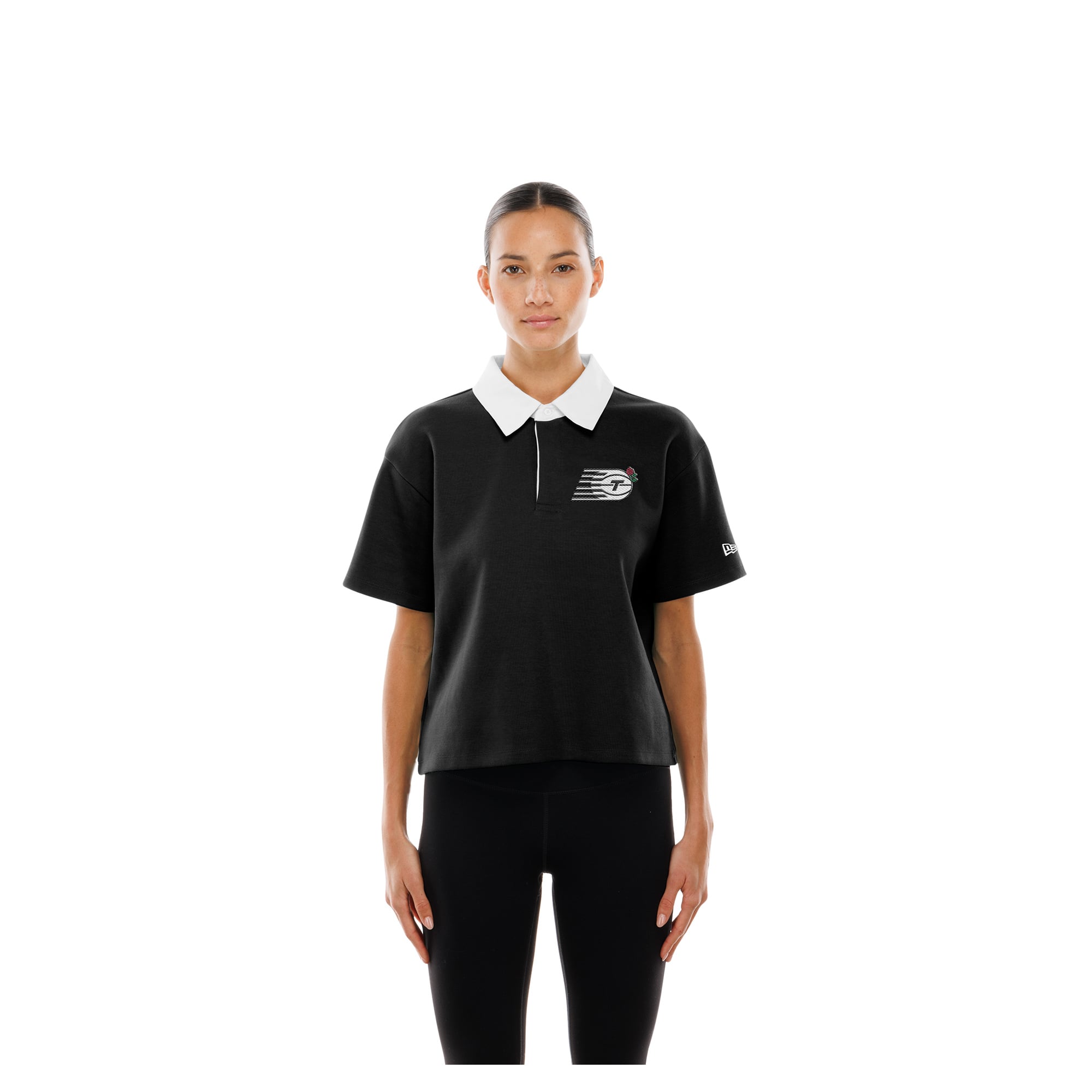Women's New Era Black Toronto Tempo Throwback Boxy Cropped Polo