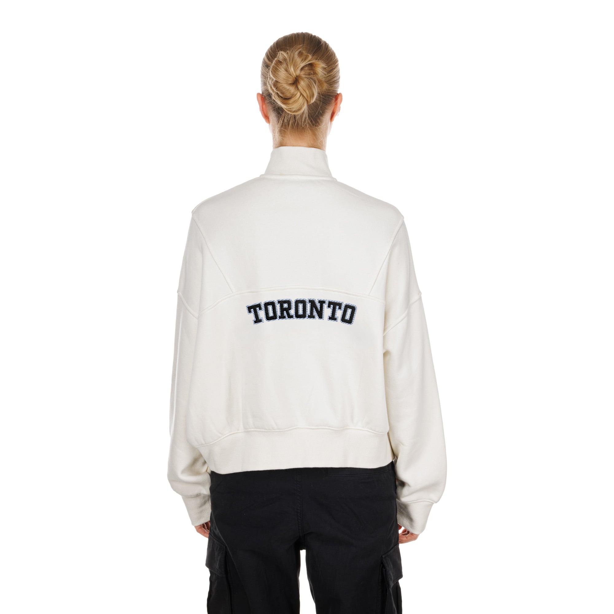 Women's New Era  Cream Toronto Tempo Dolman Quarter-Zip Fleece Pullover