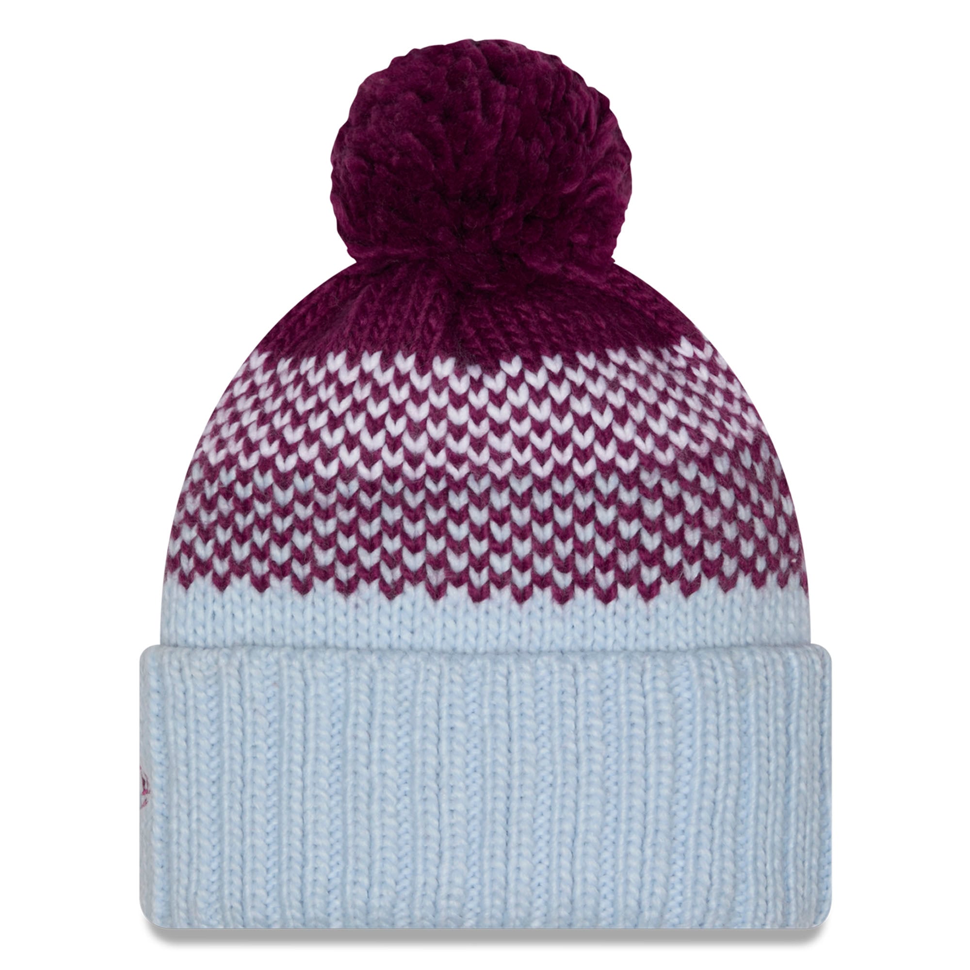 Women's New Era Light Blue Toronto Tempo Fade Cuffed Knit Hat with Pom