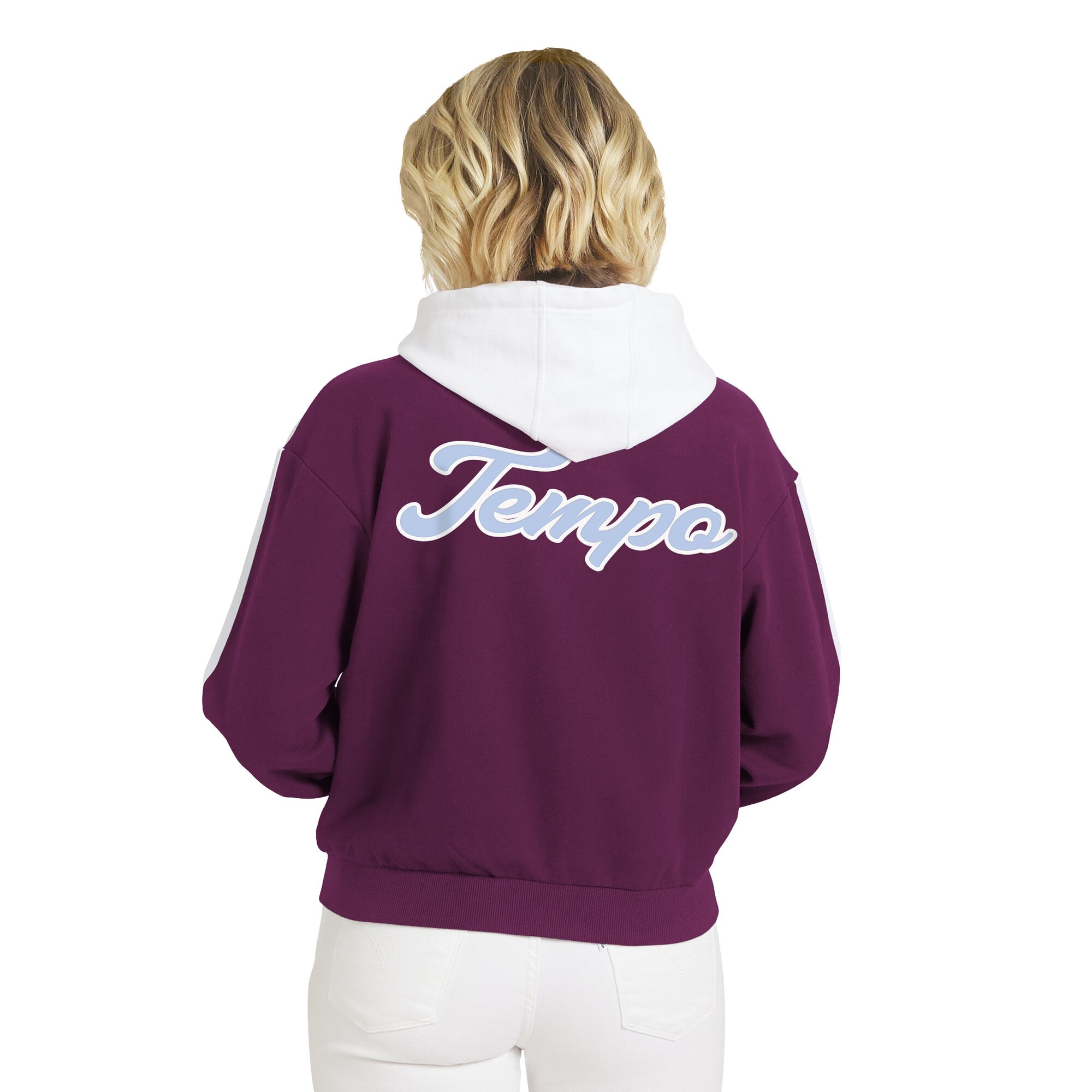 Sweat à capuche zippé WEAR by Erin Andrews Bordeaux/Blanc Toronto Tempo blocs de couleur
