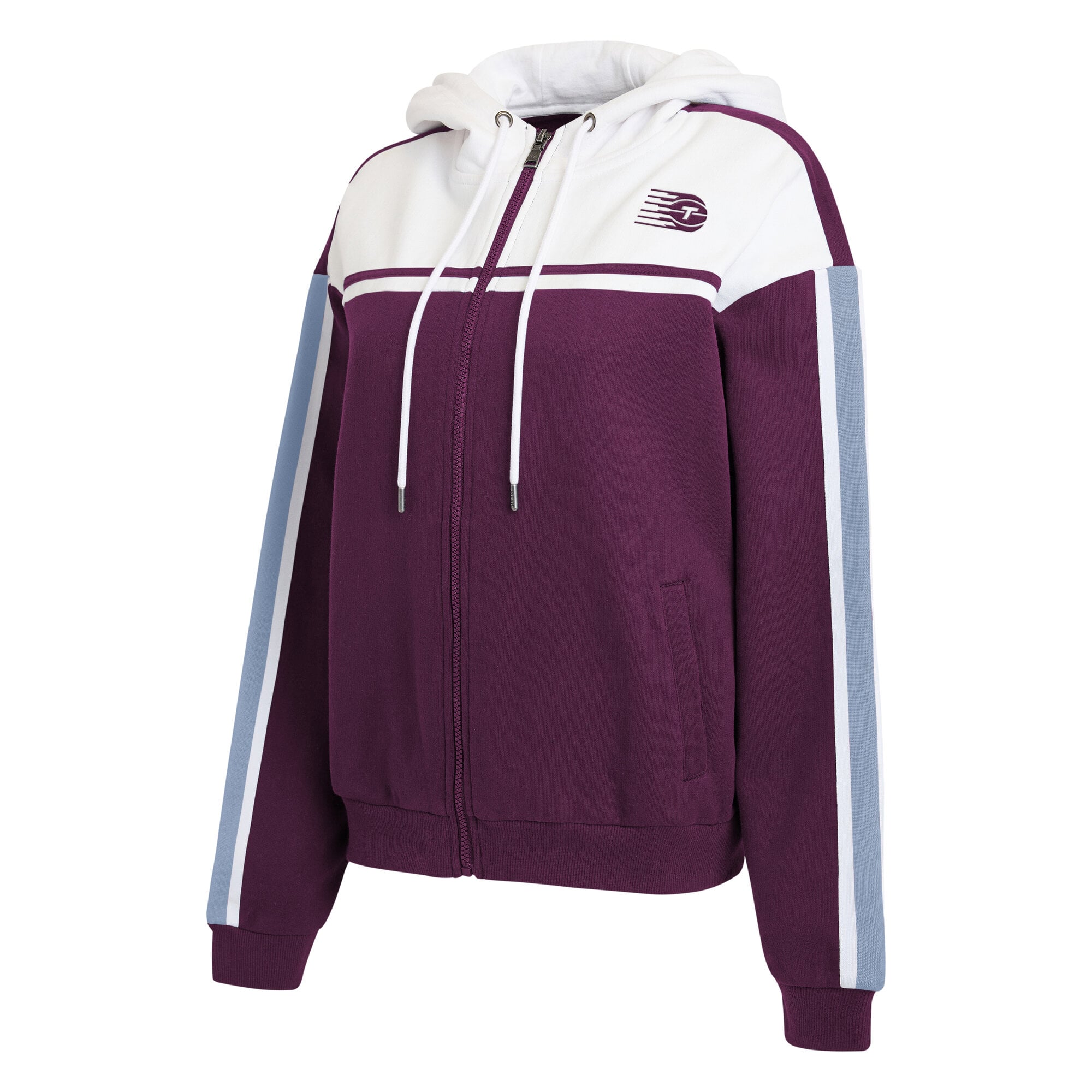 Sweat à capuche zippé WEAR by Erin Andrews Bordeaux/Blanc Toronto Tempo blocs de couleur