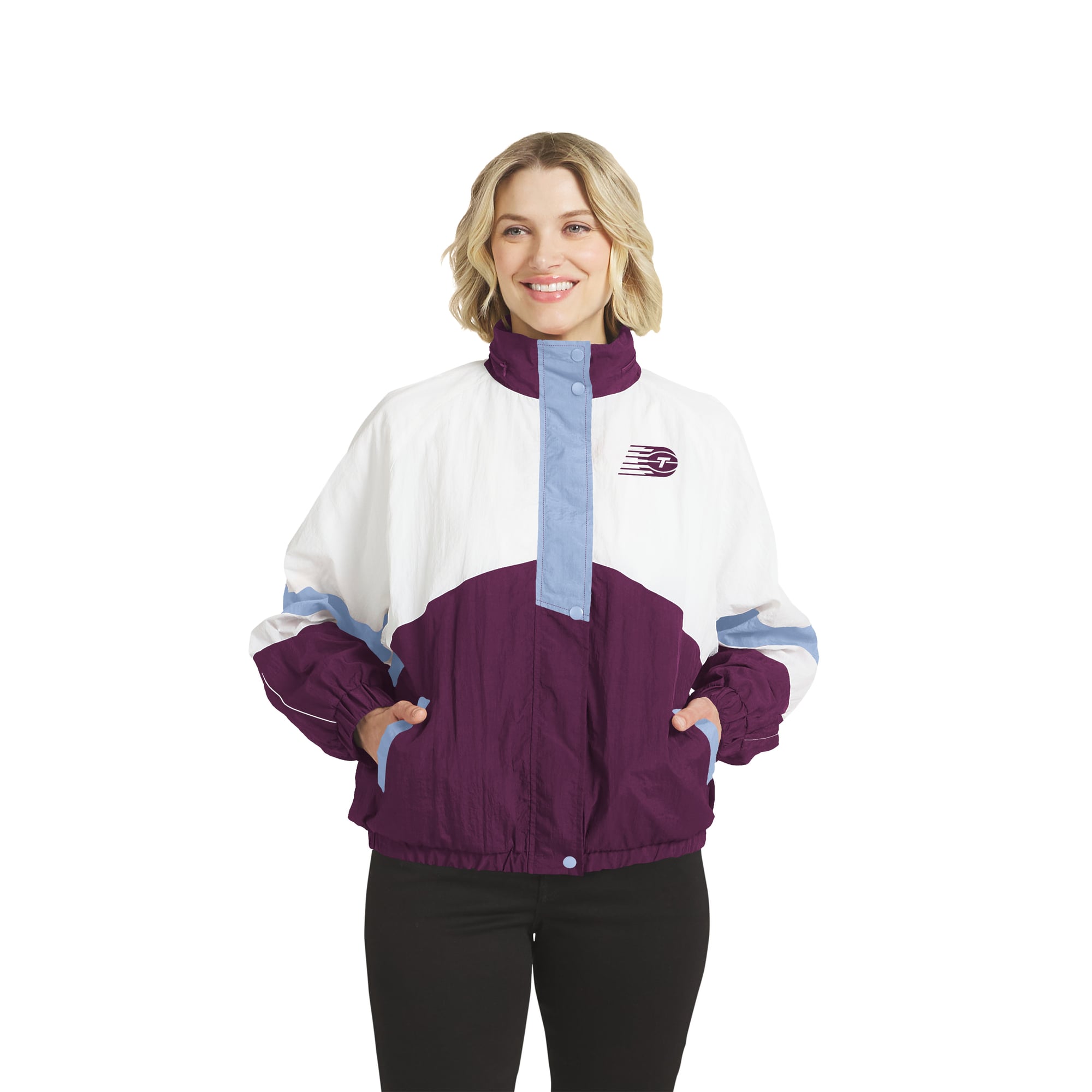Veste coupe-vent zippée intégrale WEAR by Erin Andrews blanche/bordeaux Toronto Tempo pour femme