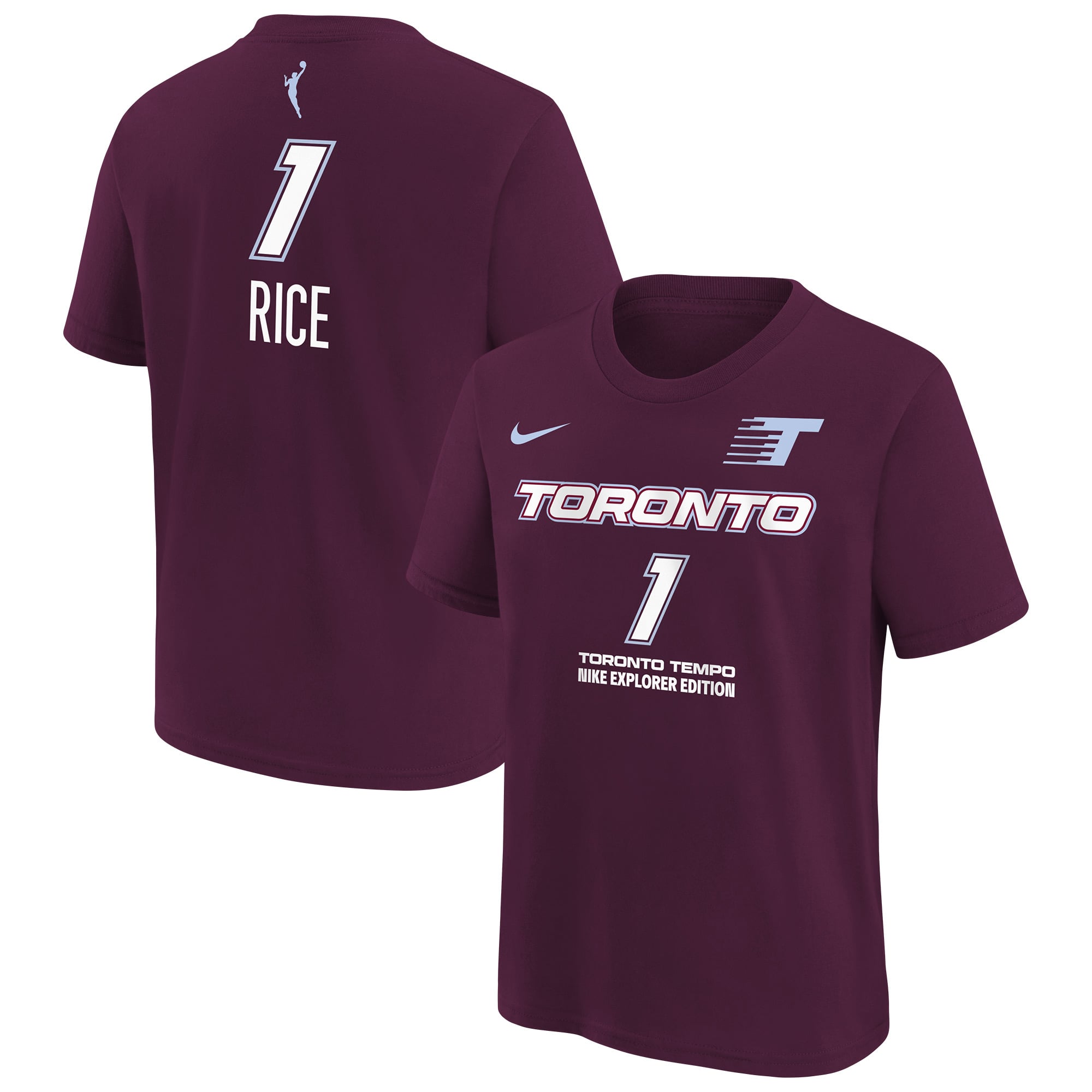 Youth Nike Kiki Rice Bordeaux Toronto Tempo Explorer Edition Name & Number T-Shirt