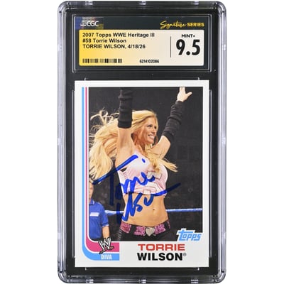 Torrie Wilson WWE Autographed 2007 Topps WWE Heritage III #58 CGC Fanatics Witnessed Authenticated MINT+ 9.5 Card