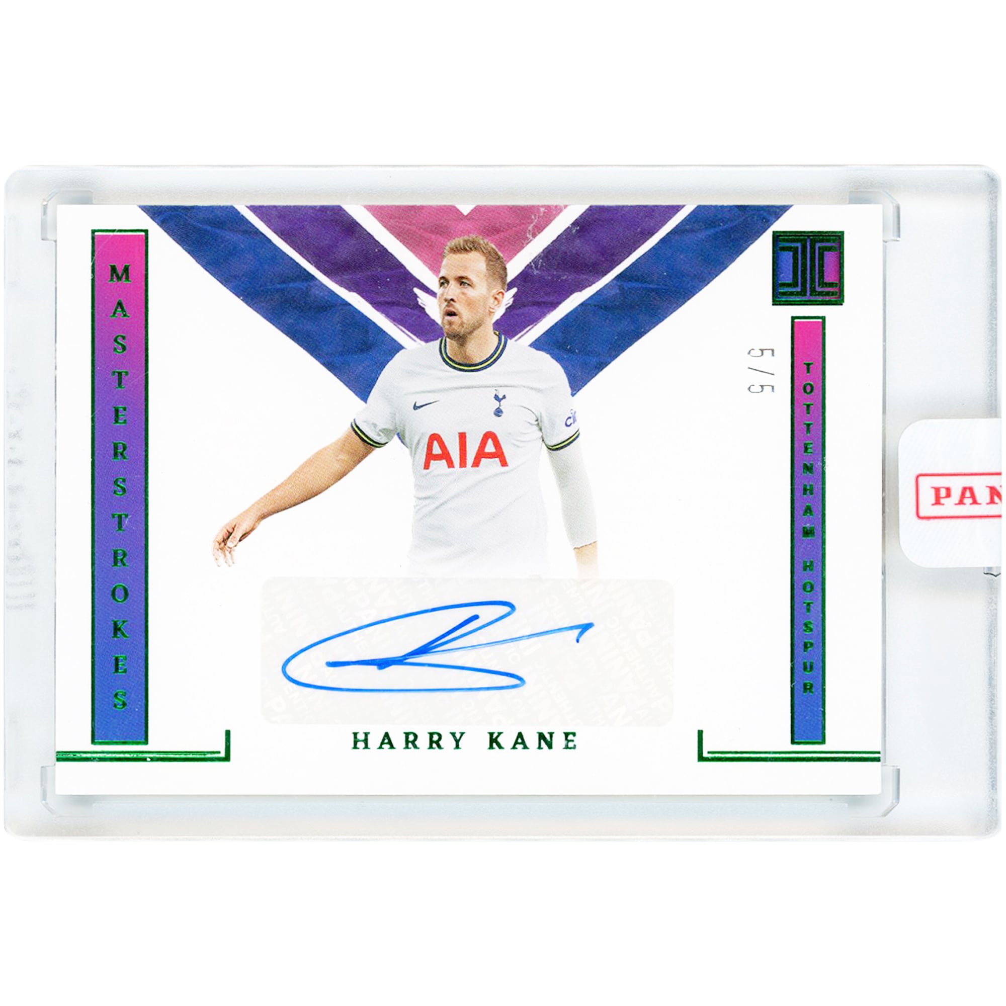 Harry Kane Tottenham Hotspur Autographed 2022-23 Panini Impeccable Premier League Master Strokes Emerald #MS-HK #5/5 Card