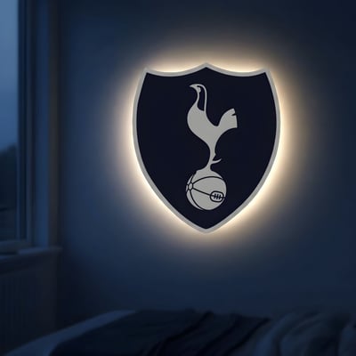 WallLite LED retroiluminado del Tottenham Hotspur con escudo Cockerel on Ball blanco