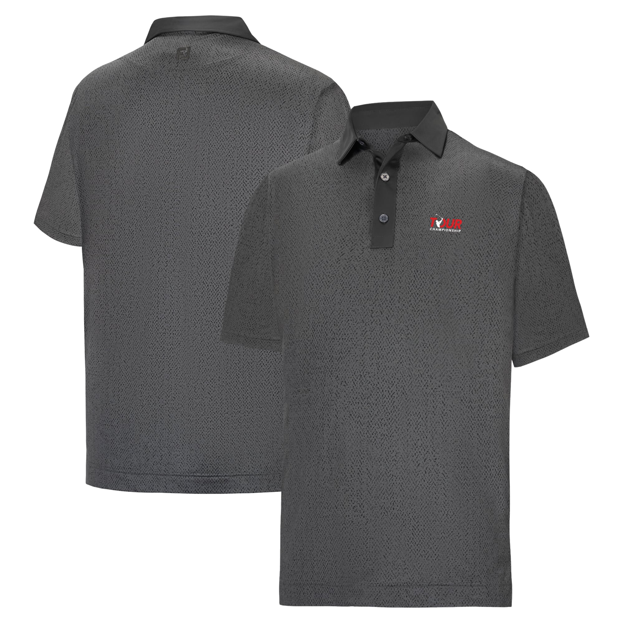 Men's FootJoy Black TOUR Championship Lisle Texture ProDry Polo