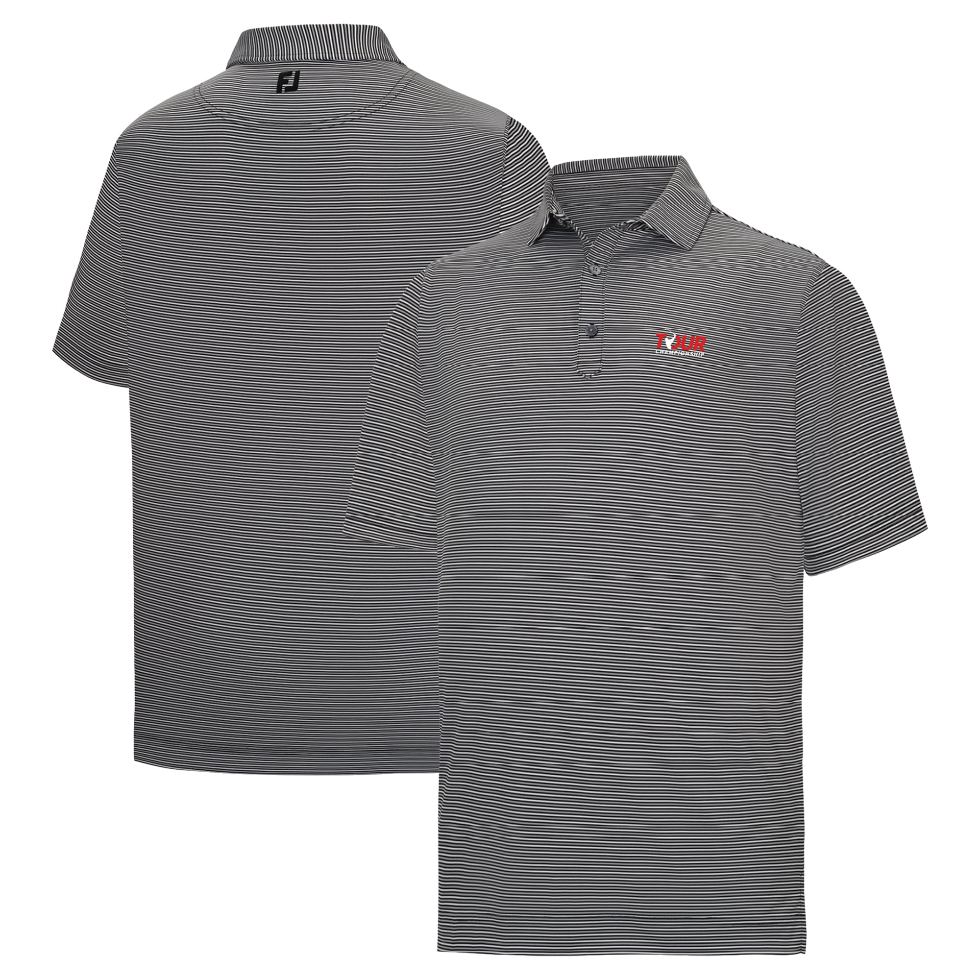 Men's FootJoy  Black TOUR Championship Smooth Stripe Lisle ProDry Polo