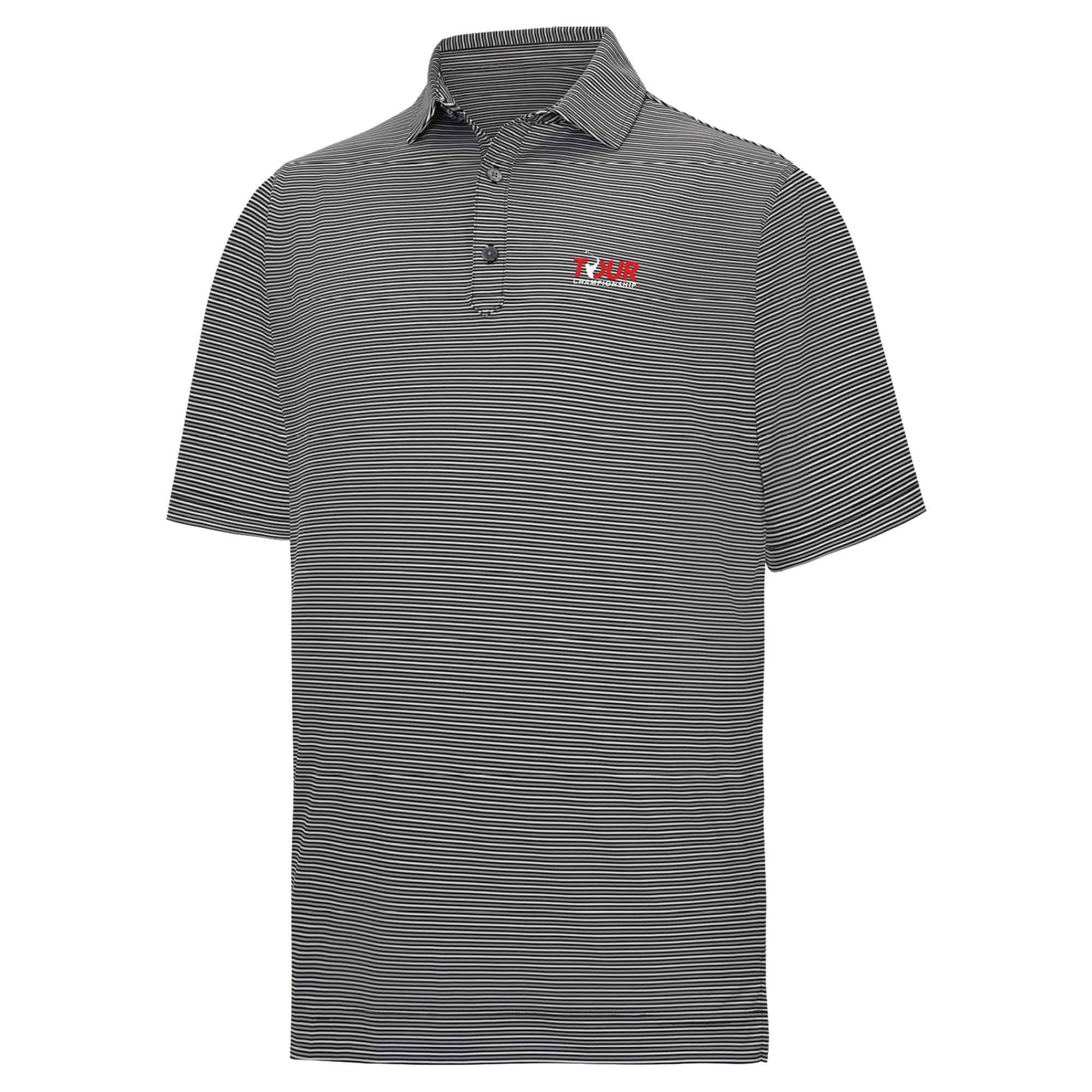 Men's FootJoy  Black TOUR Championship Smooth Stripe Lisle ProDry Polo