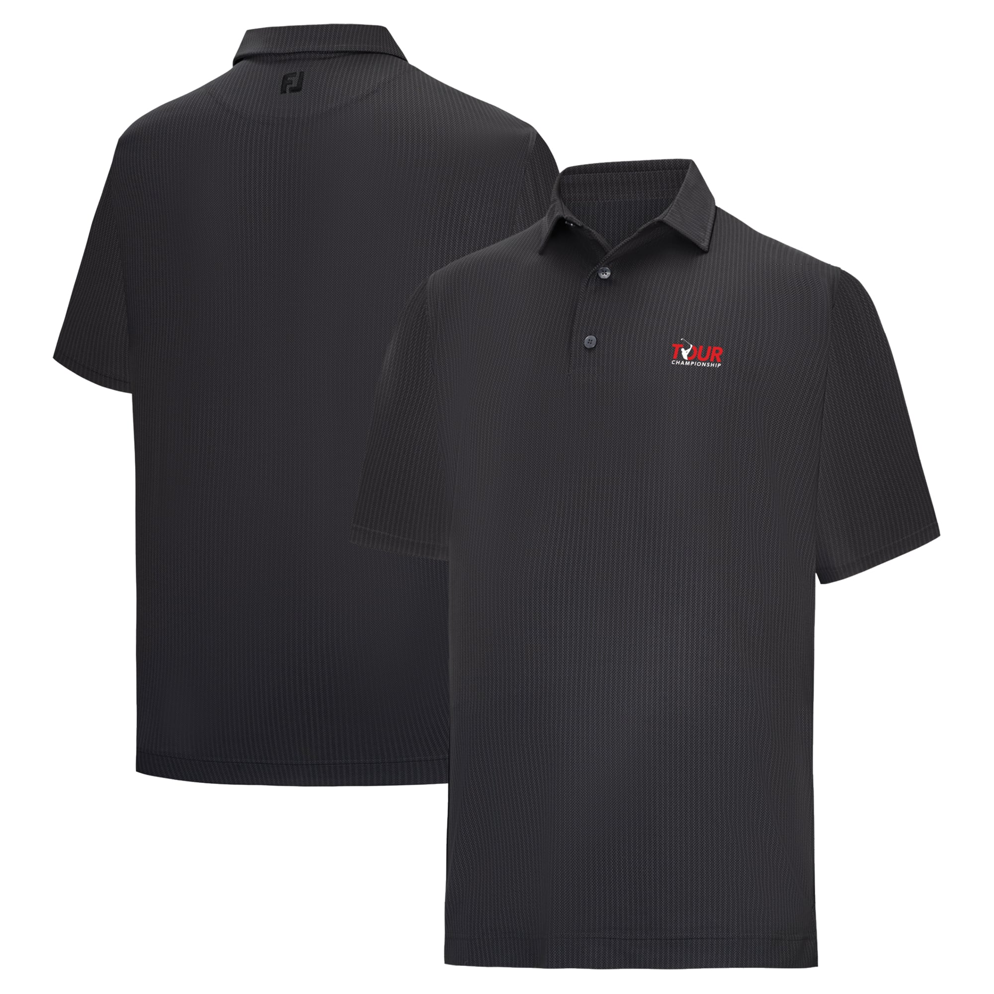 Men's FootJoy Black TOUR Championship Tee Time Print Lisle ProDry Polo