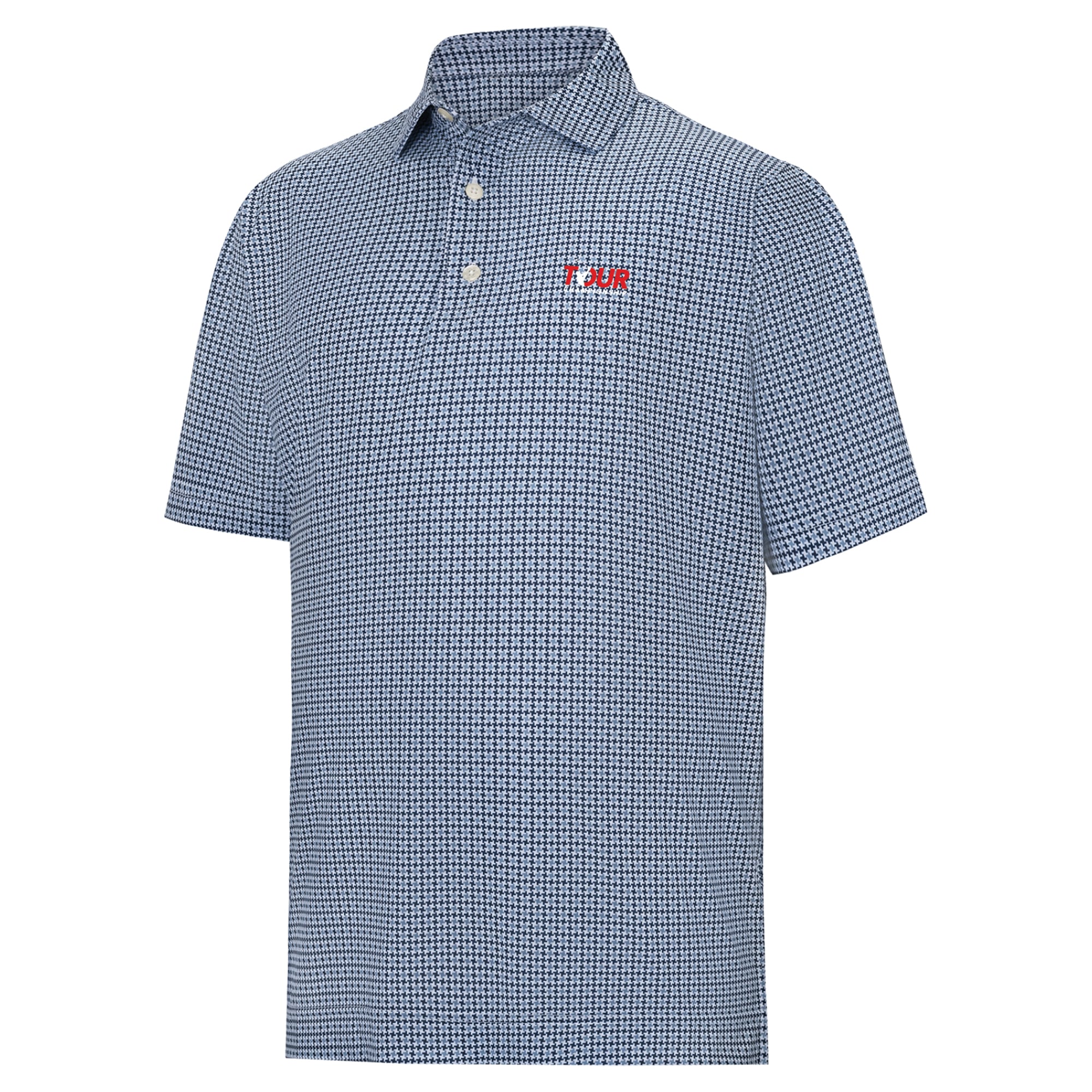 Men's FootJoy Navy TOUR Championship Houndstooth Lisle ProDry Polo