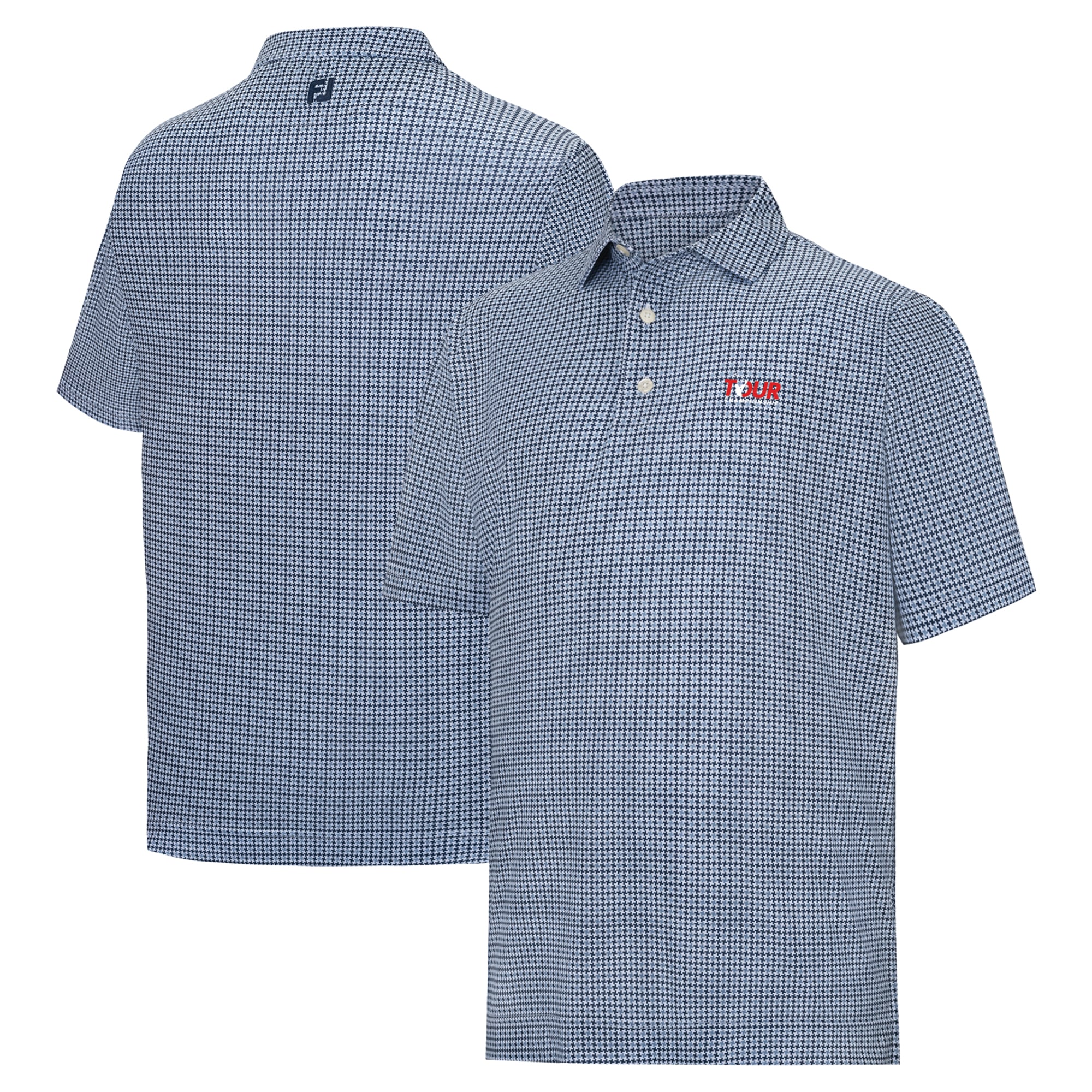 Men's FootJoy Navy TOUR Championship Houndstooth Lisle ProDry Polo