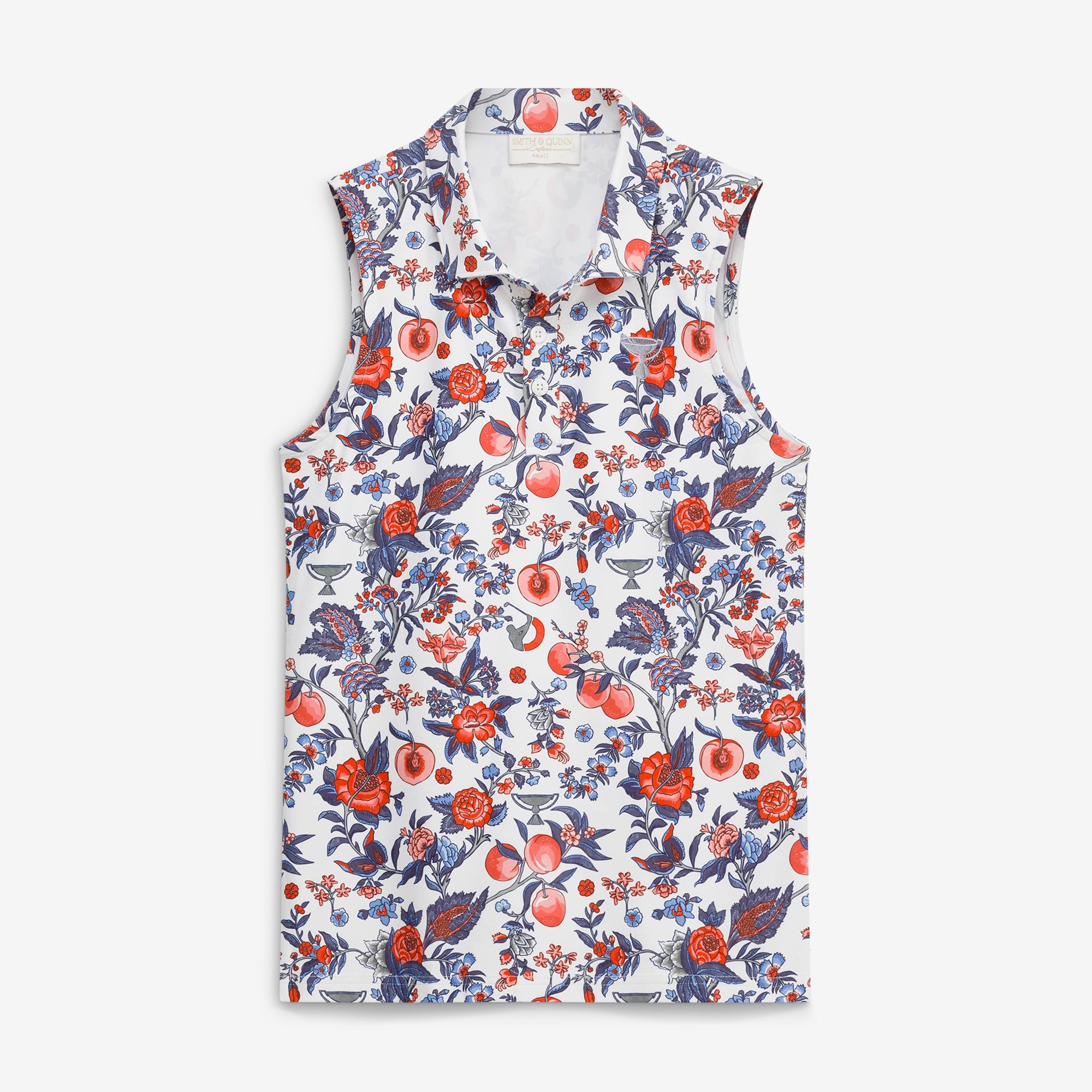 Polo sans manches Smith & Quinn White 2026 TOUR Championship Paisley Peaches Alice pour femme