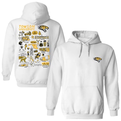  Towson Tigers Vive La Fete Women's Impressions Artwork Pullover Hoodie - White