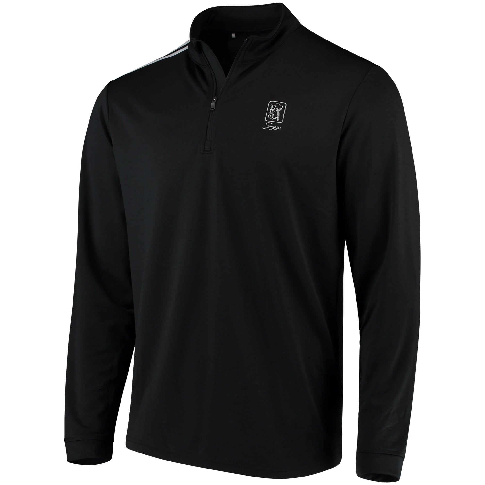 Men's adidas Black TPC Sawgrass 3-Stripes Classic Quarter-Zip