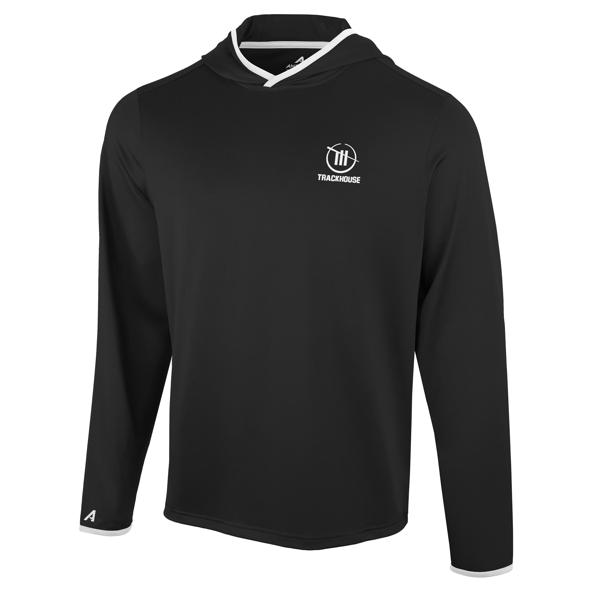 T-shirt à capuche manches longues Antigua Black Trackhouse Racing Brink Desert Dry pour homme