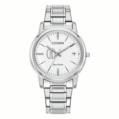 Trinity Tigers Citizen Watch Women's Eco-Drive White Dial Stainless Steel Watch - Silver