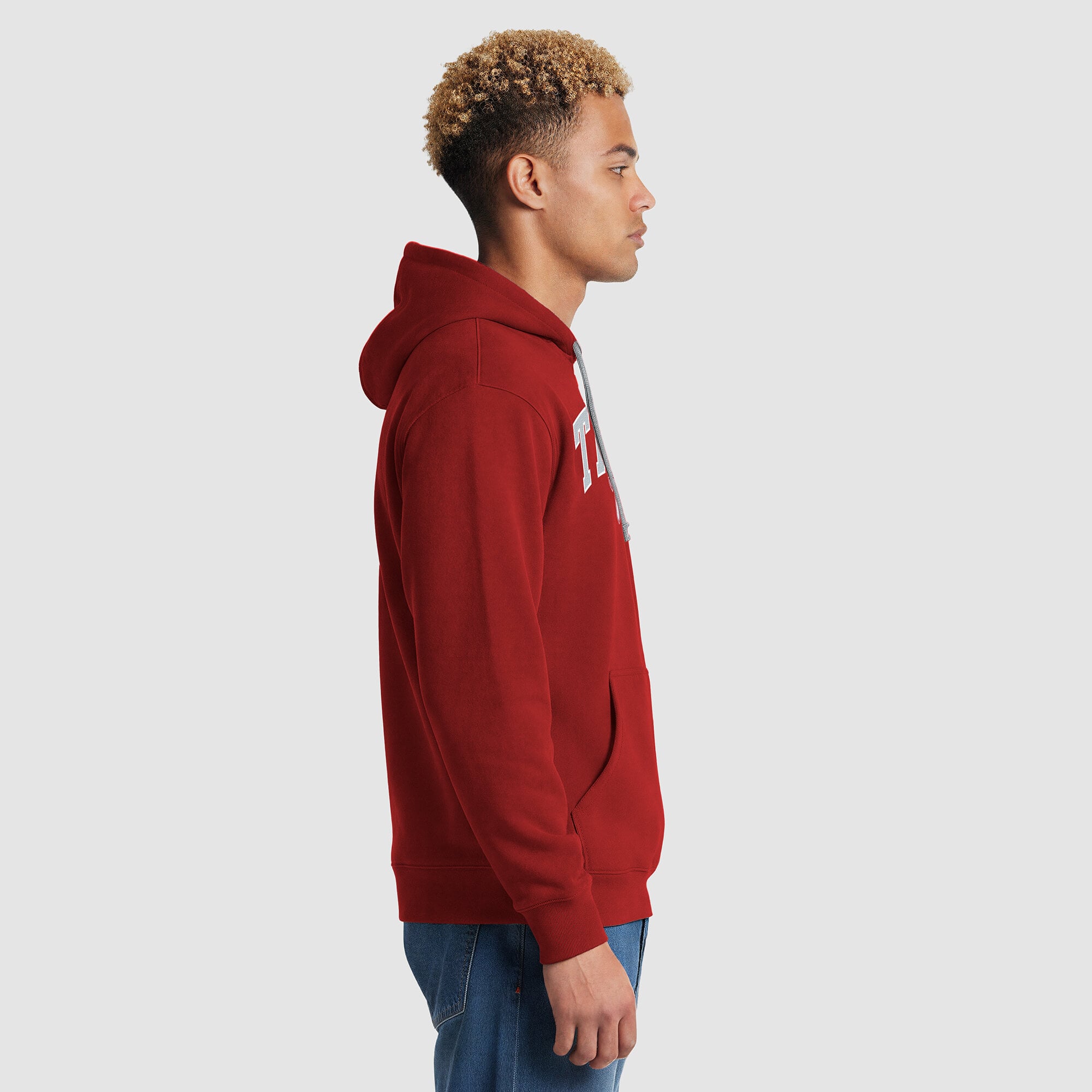 Men's Champion Cardinal/Heather Gray Troy University Trojans Contrast Hoodie